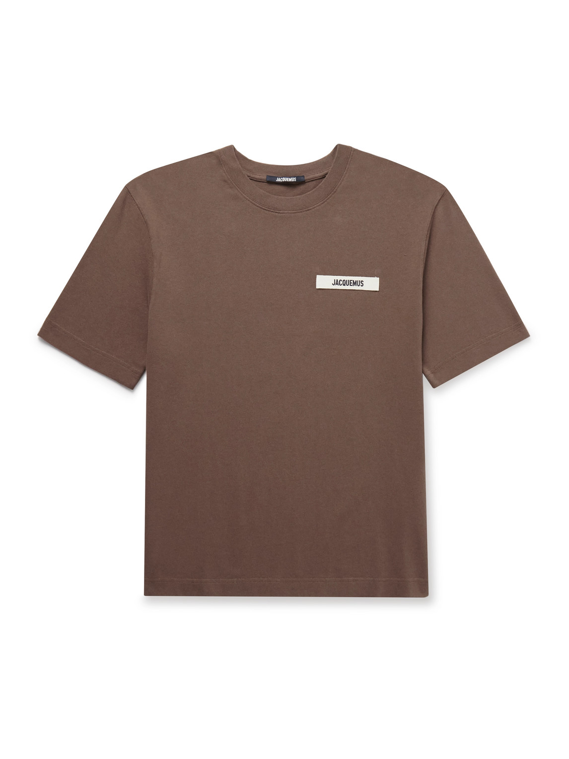 Jacquemus Le T-shirt Gros Grain Brown T-shirt With Logo Patch On The Front In Cotton Man