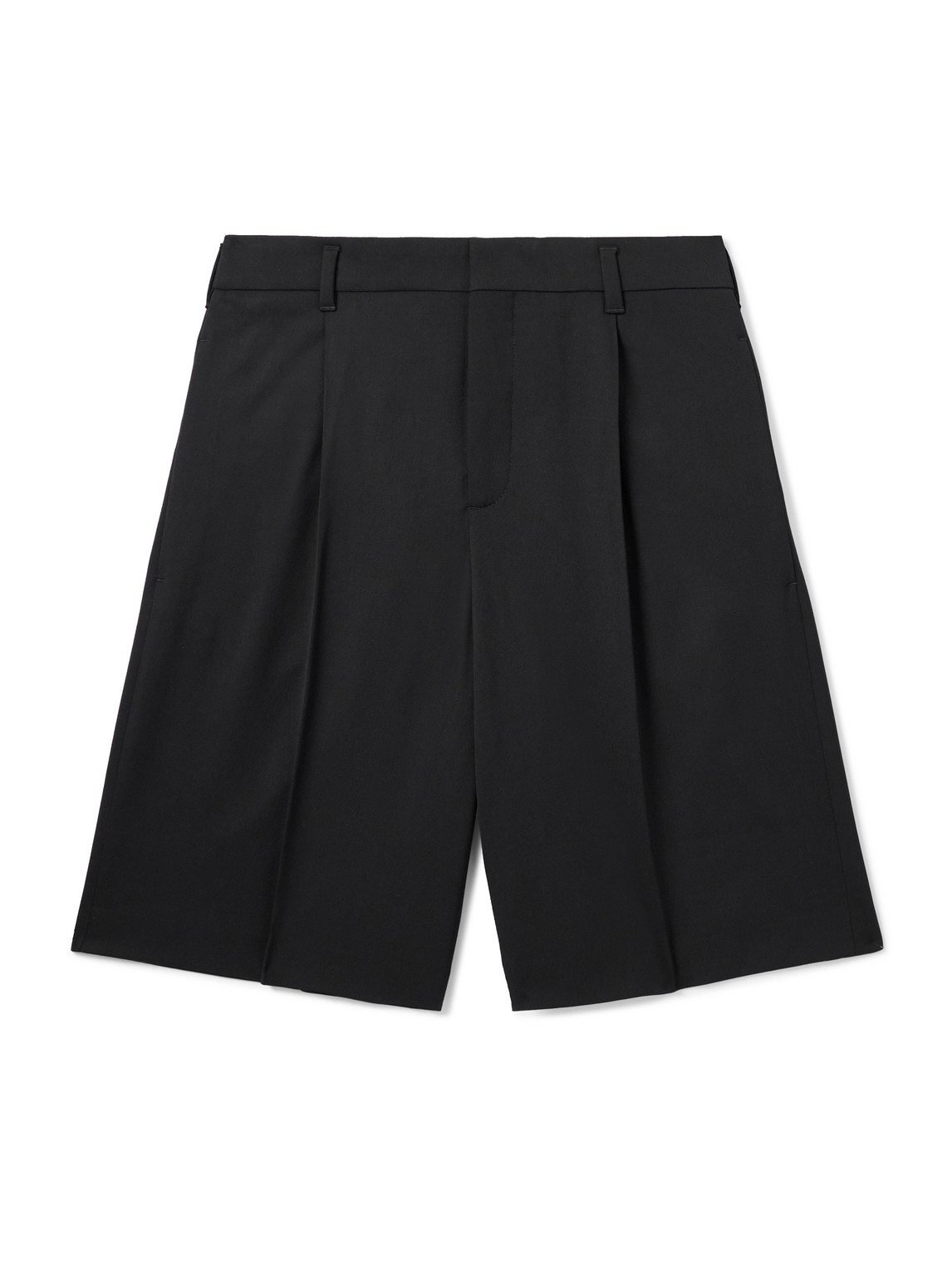 Jacquemus Ovalu Straight-leg Pleated Wool-blend Twill Shorts In Black
