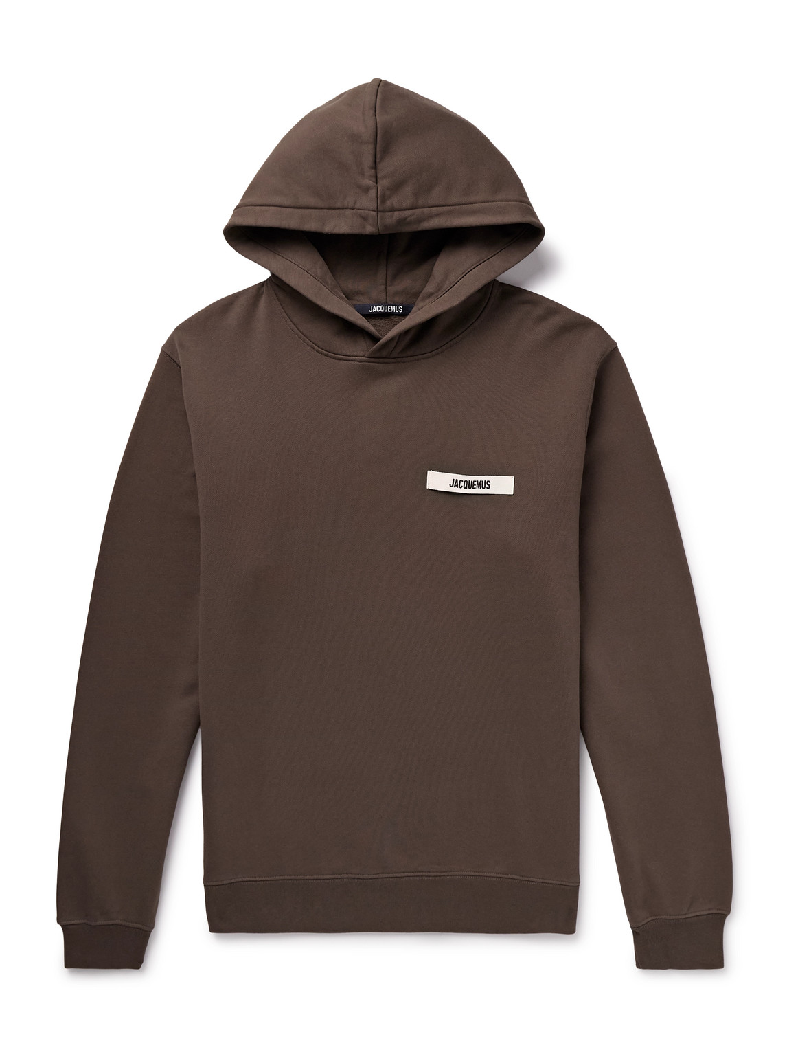 Jacquemus Logo-appliquéd Cotton-jersey Hoodie In Brown