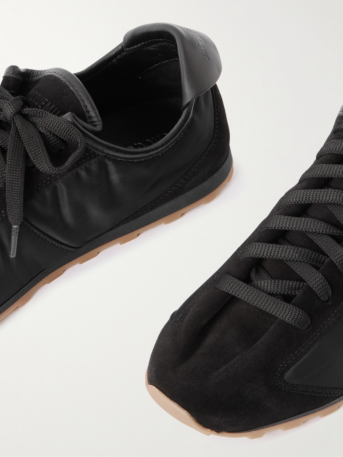 Jacquemus Smooth Suede-textured Sneakers With Contrasting Rubber Sole In Black