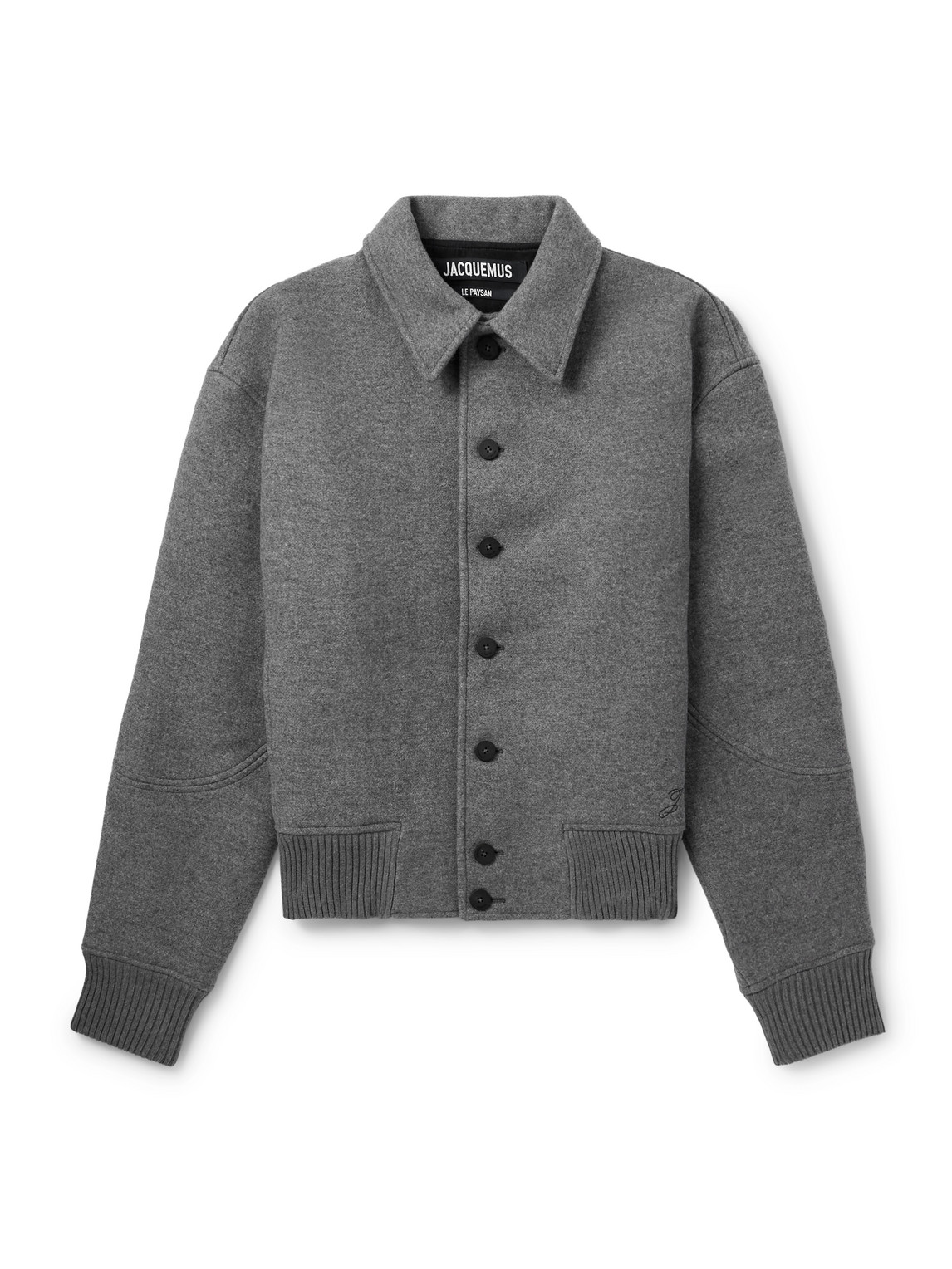 Jacquemus Mens Grey Feltro Pointed-collar Wool Bomber Jacket In Gray
