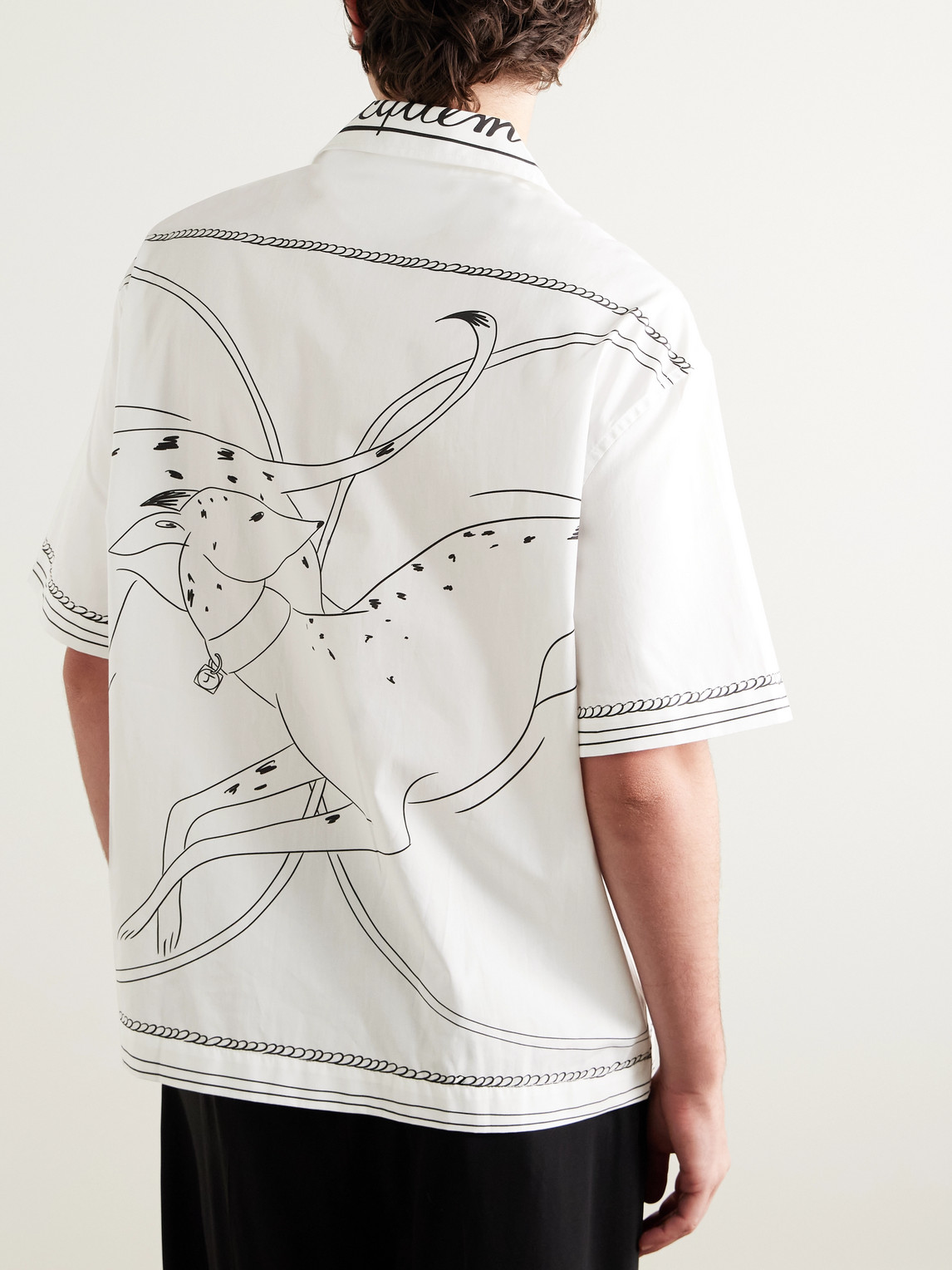 Jacquemus Jean Camp-collar Printed Cotton-poplin Shirt In White