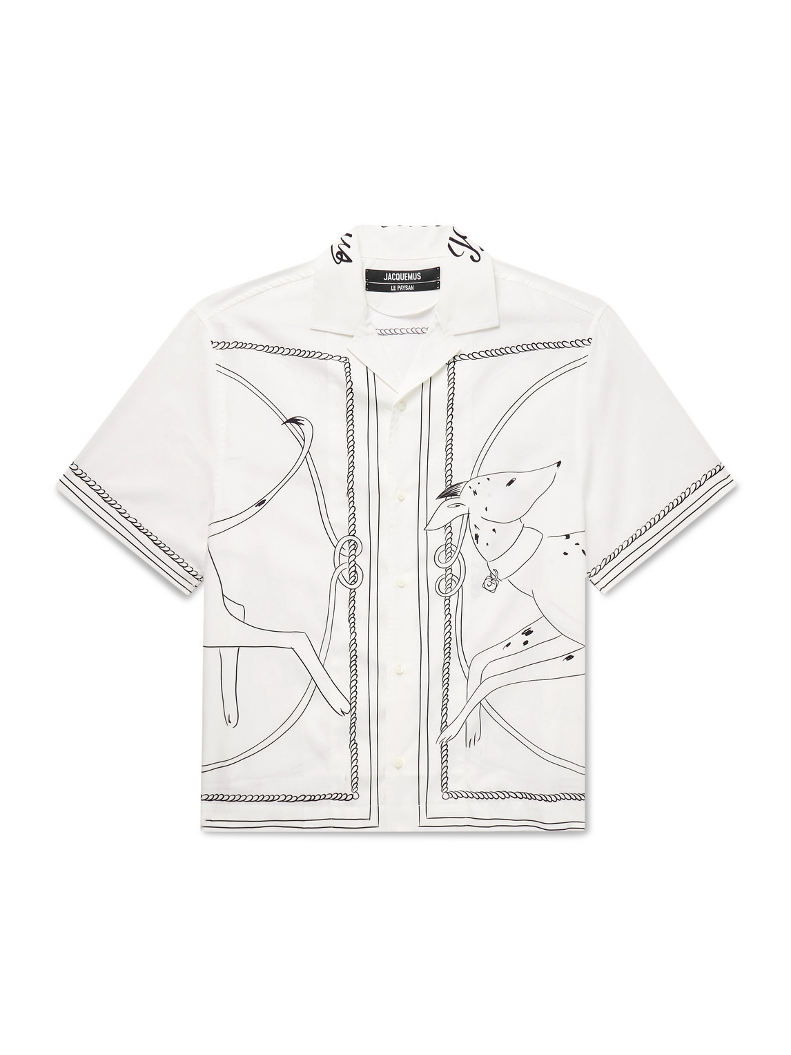 Jacquemus Jean Camp-collar Printed Cotton-poplin Shirt In White