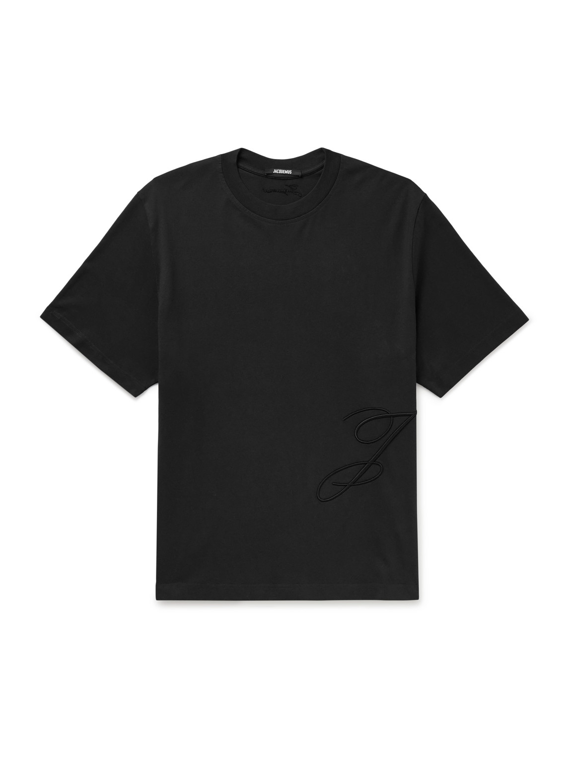 Jacquemus Mens Dark Navy Logo-embroidered Cotton T-shirt In Black