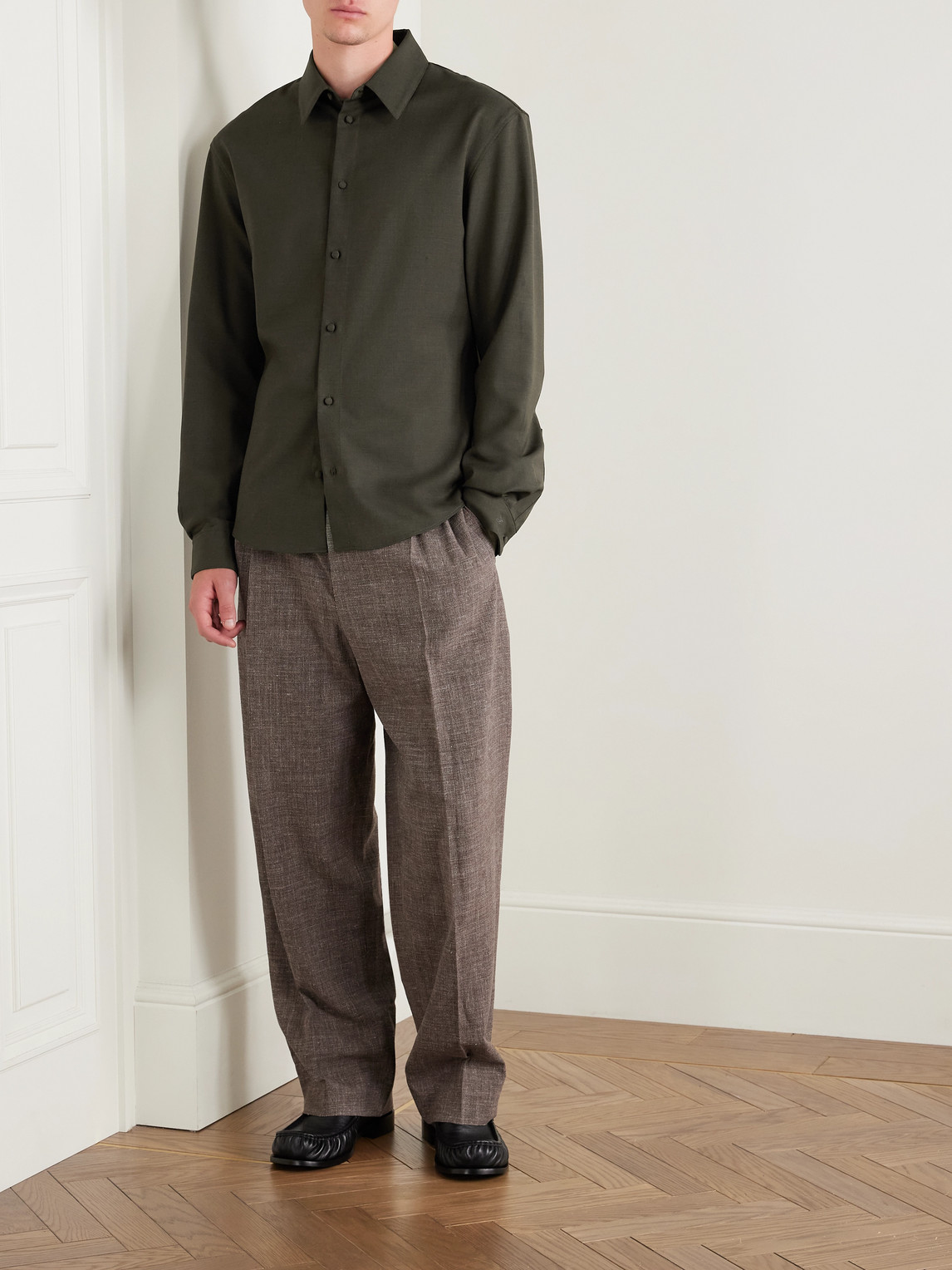 Jacquemus Mondani Virgin Wool-blend Twill Shirt In Green