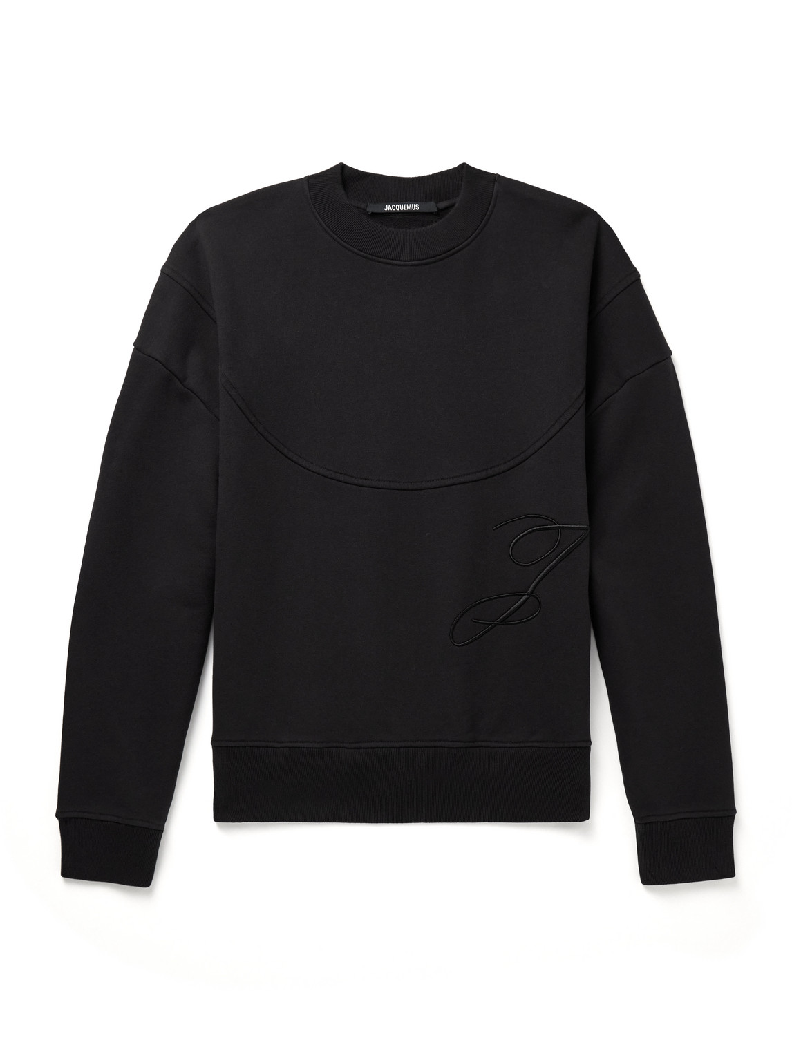 Jacquemus Logo-embroidered Cotton-jersey Sweatshirt In Black