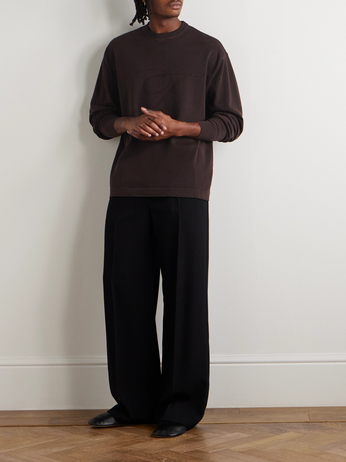 Jacquemus Long Sleeve Sweater In Burgundy