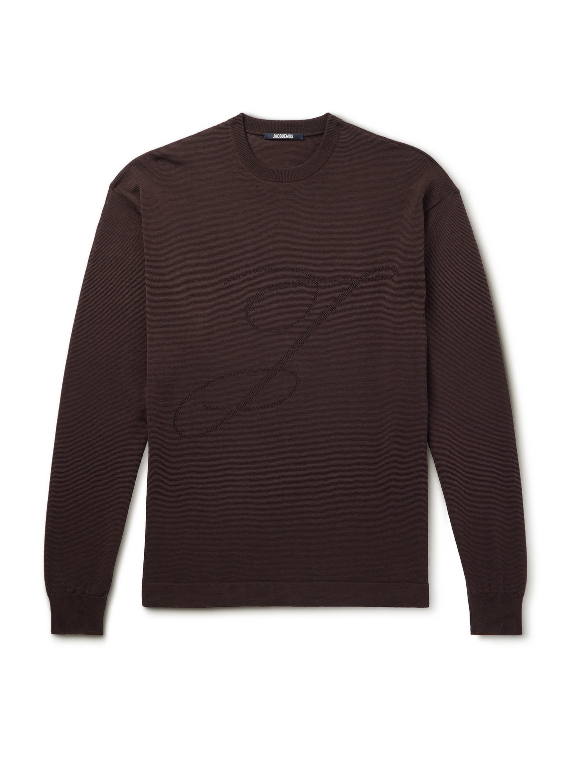 Jacquemus Jacquard-knit Cotton, Linen And Silk-blend Sweater In Burgundy