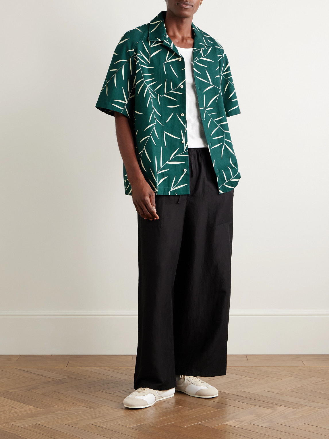 Jacquemus Fonccio Camp-collar Printed Cotton-twill Shirt In Green