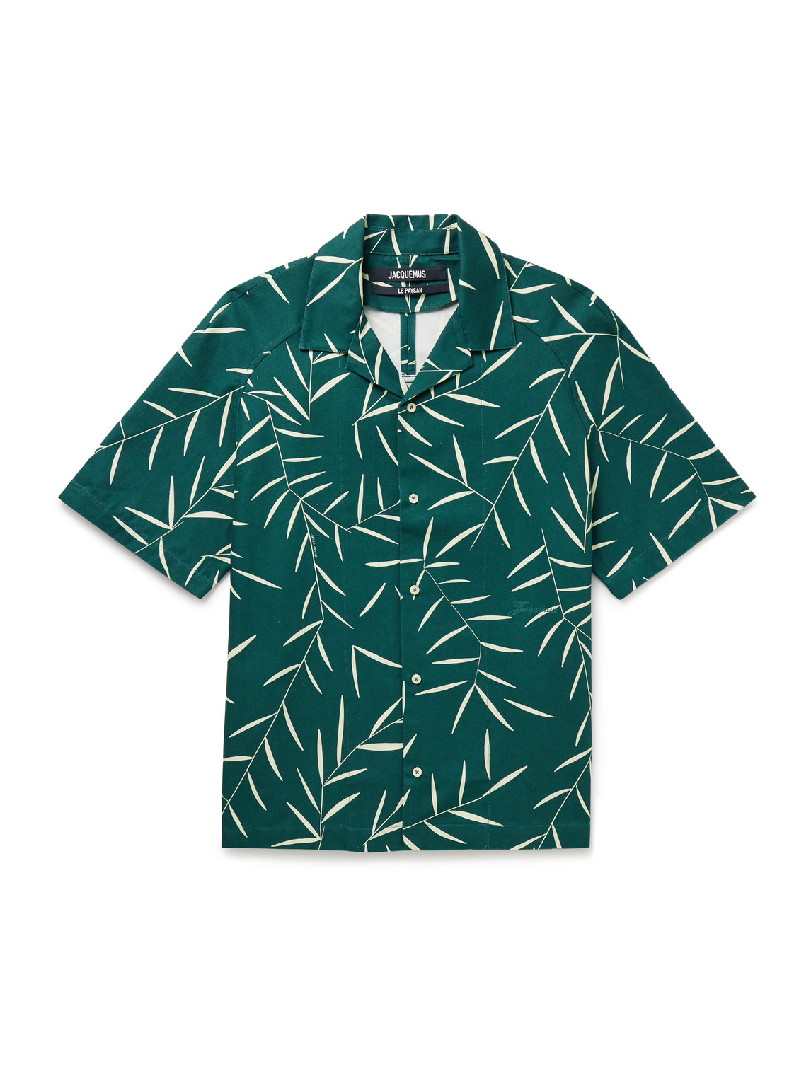 Jacquemus Fonccio Camp-collar Printed Cotton-twill Shirt In Green