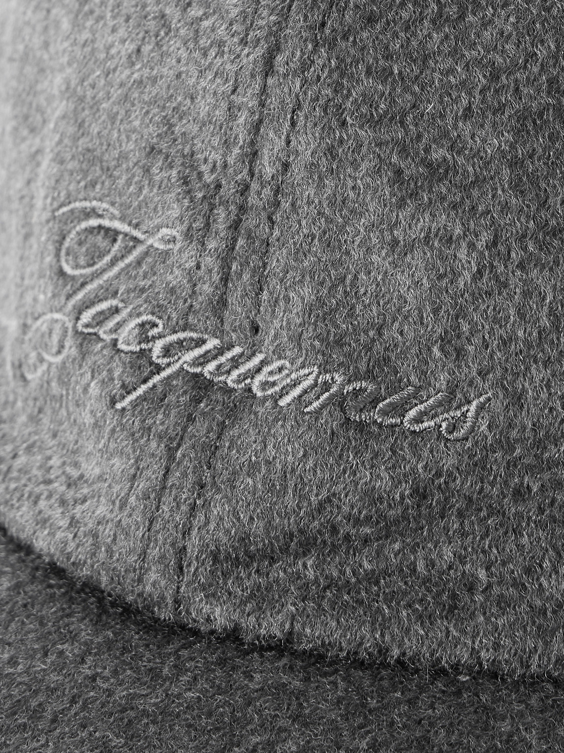 Jacquemus Logo-embroidered Brushed Virgin Wool Cap In Gray