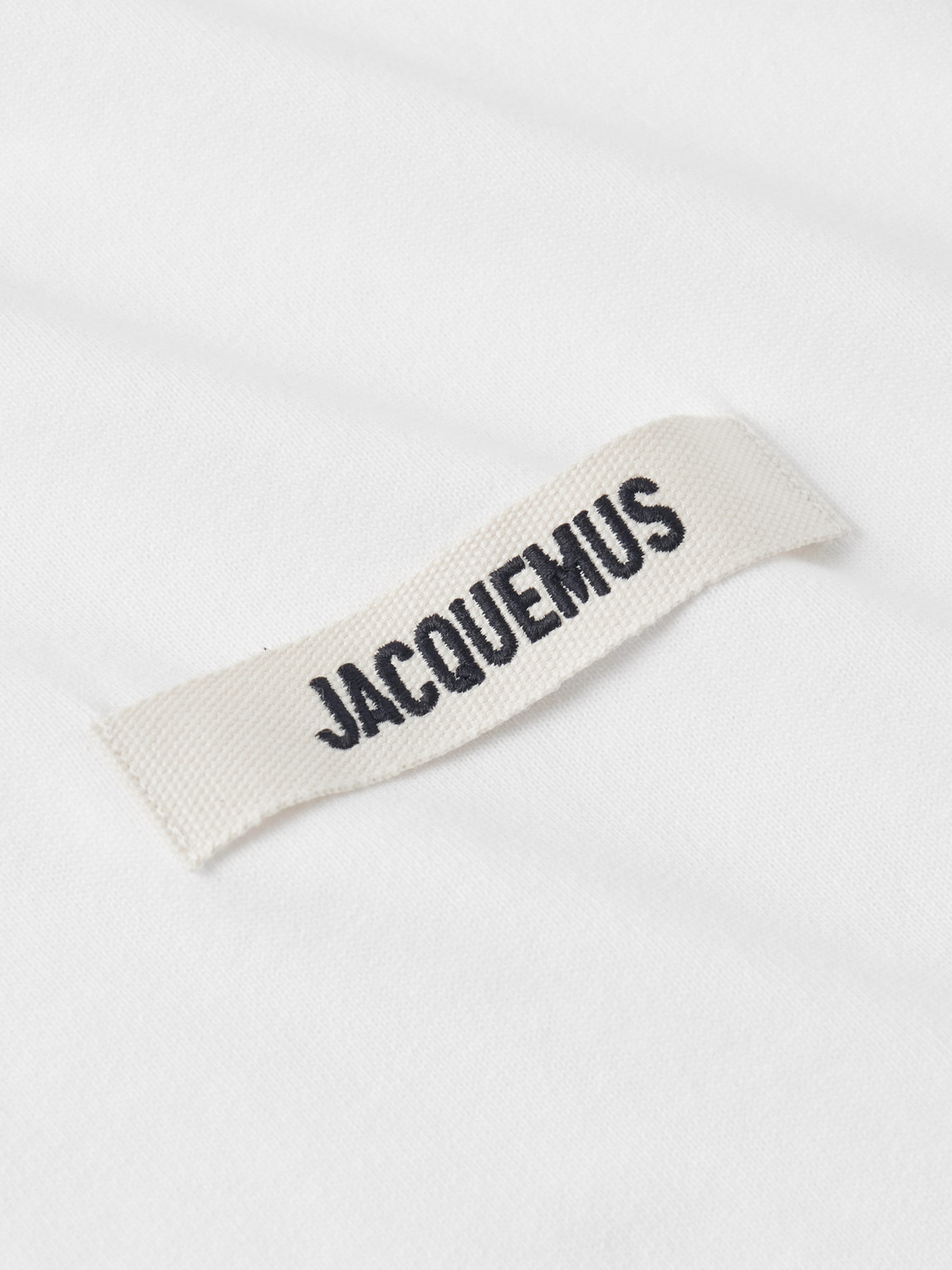 Jacquemus 'le T-shirt Gros Grain' White T-shirt With Logo Patch On The Front