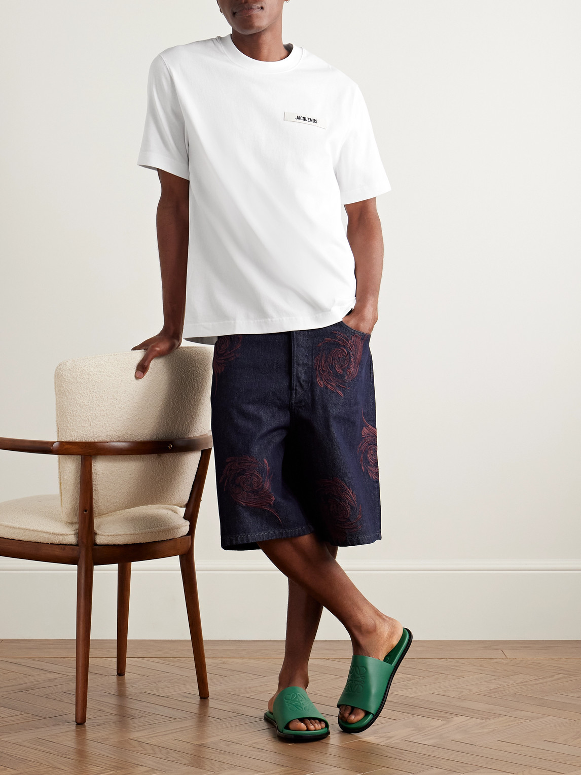 Jacquemus 'le T-shirt Gros Grain' White T-shirt With Logo Patch On The Front