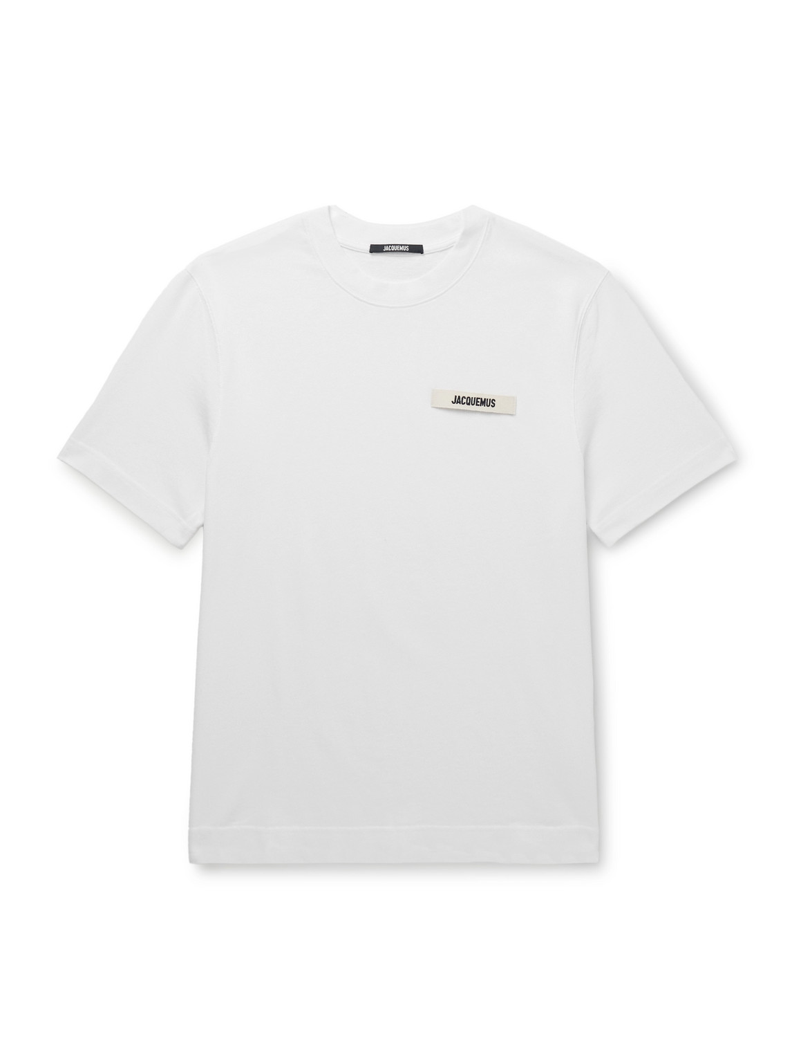 Jacquemus 'le T-shirt Gros Grain' White T-shirt With Logo Patch On The Front