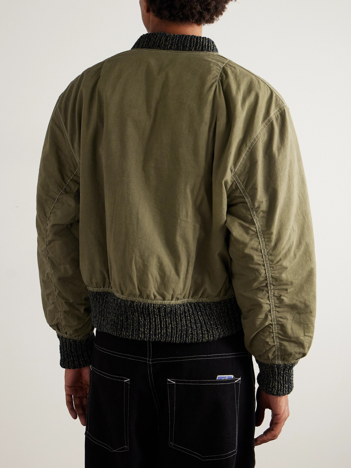 Story Mfg. Reversible Organic Cotton-canvas Bomber Jacket In Green