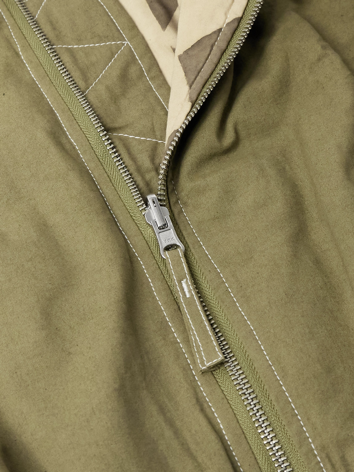 Story Mfg. Reversible Organic Cotton-canvas Bomber Jacket In Green