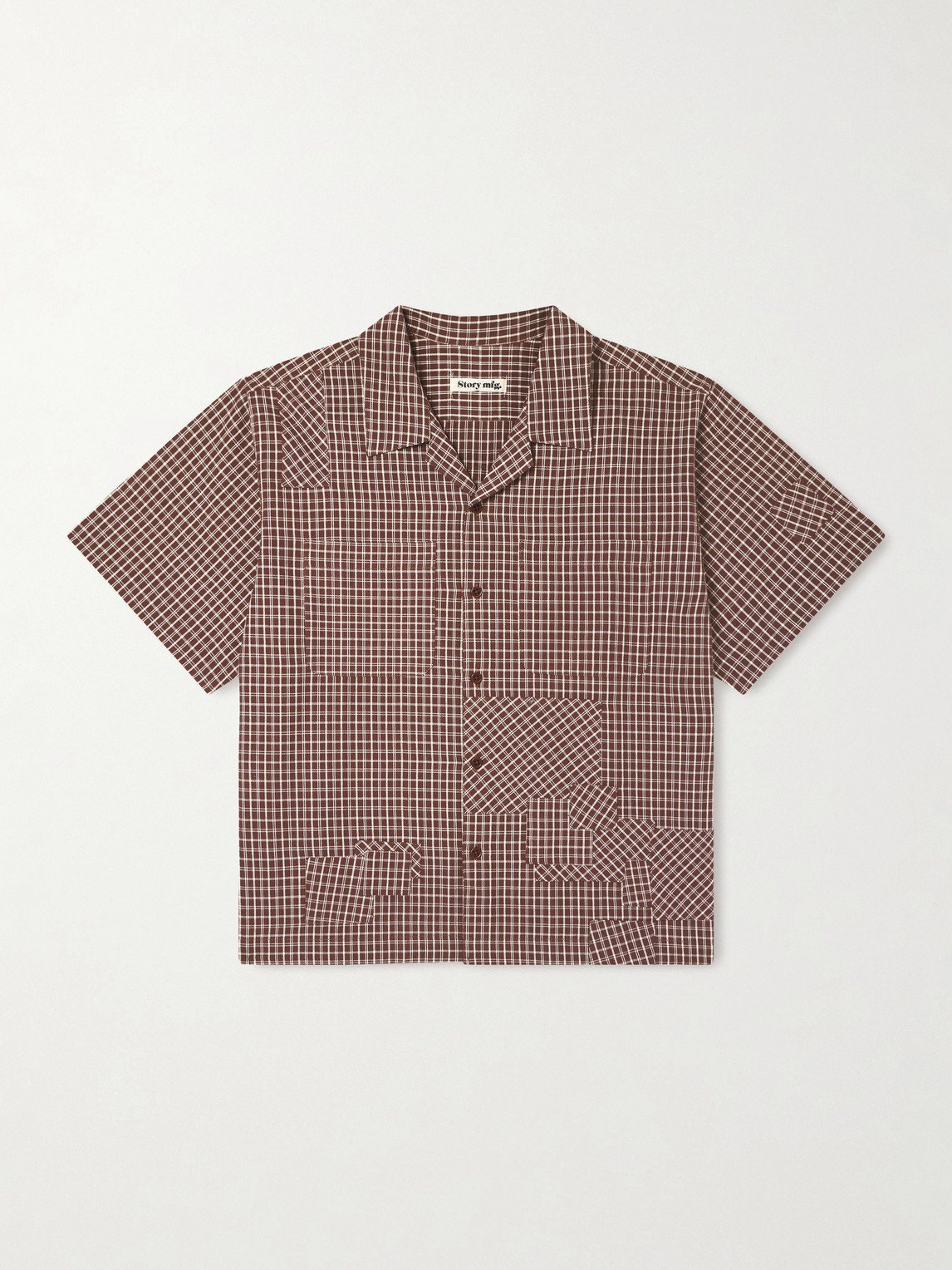 Story Mfg. PA Camp-Collar Patchwork Checked Organic Cotton Shirt - Men