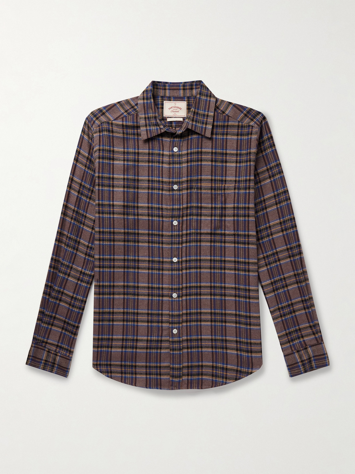 Portuguese Flannel Teca Checked Organic Cotton-flannel Shirt In Brown