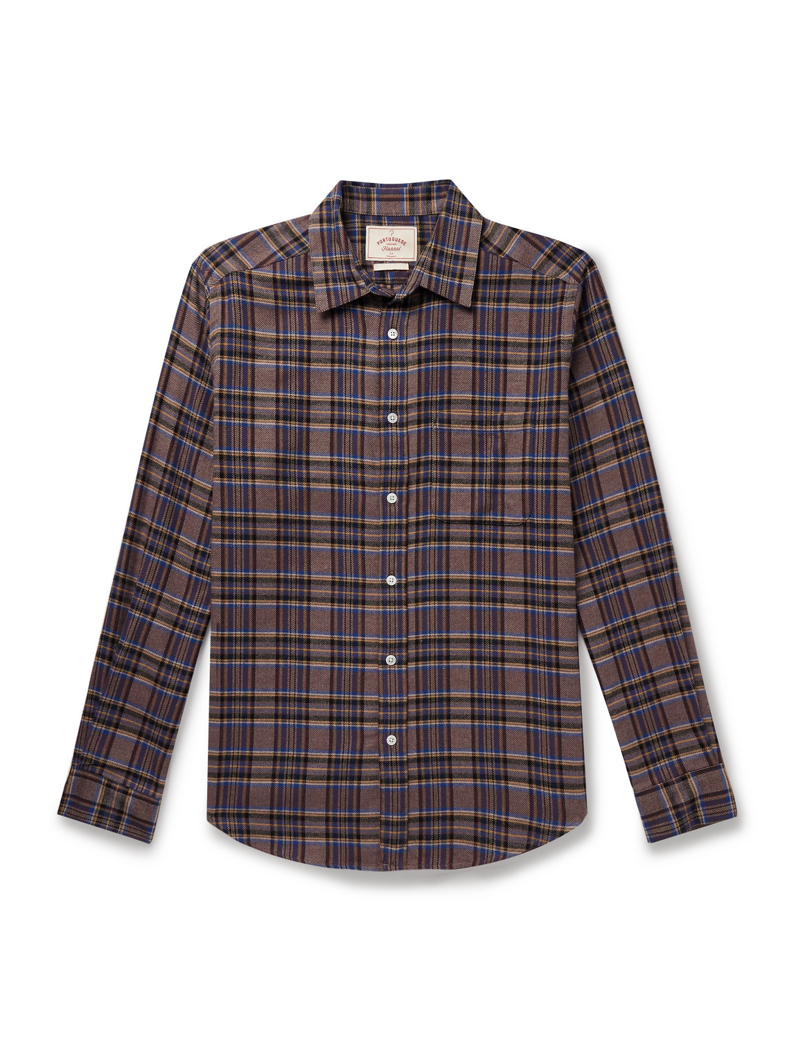 Portuguese Flannel Teca Checked Organic Cotton-flannel Shirt In Brown