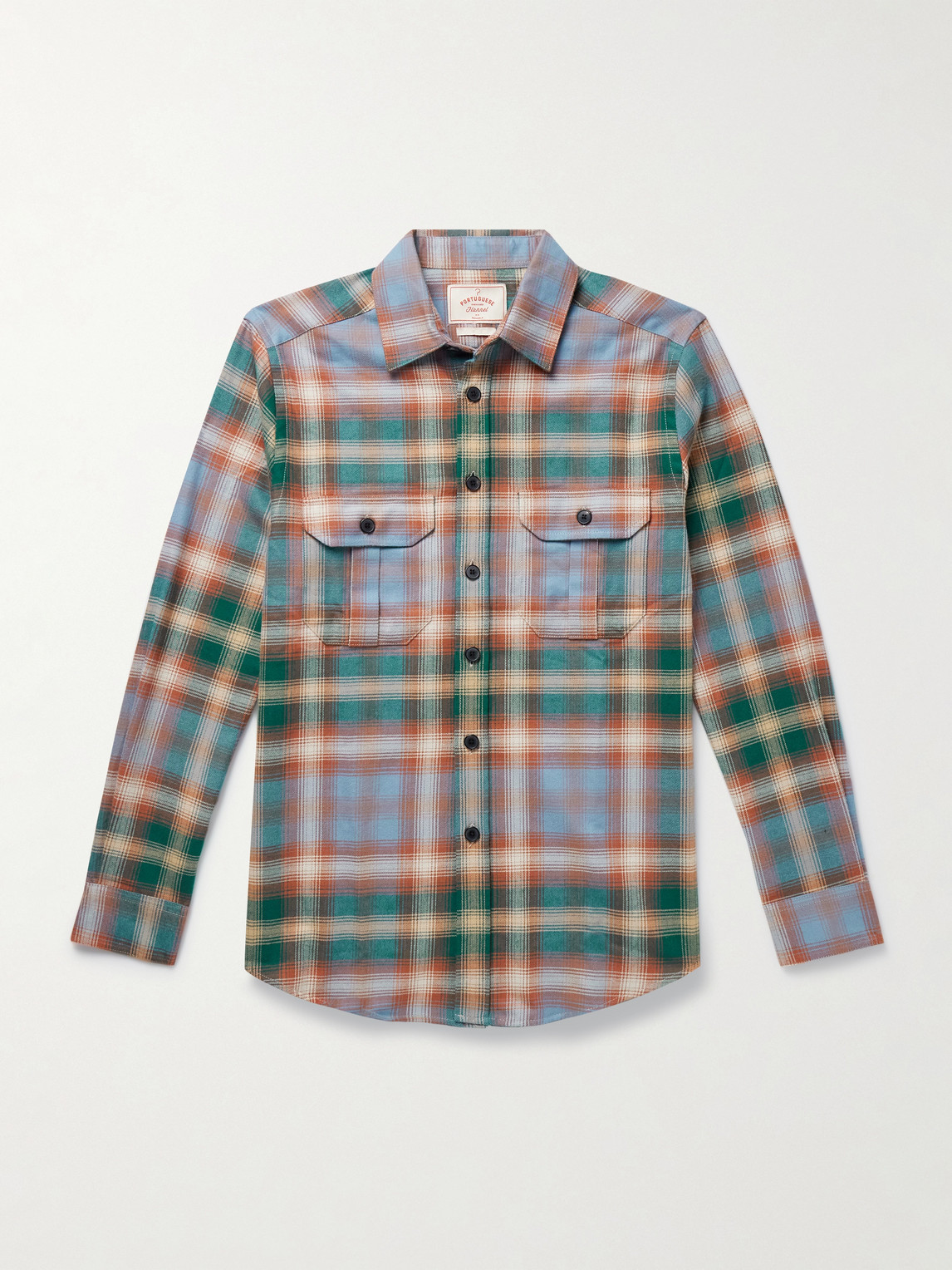 Portuguese Flannel Log Checked Organic Cotton-flannel Shirt In Multi