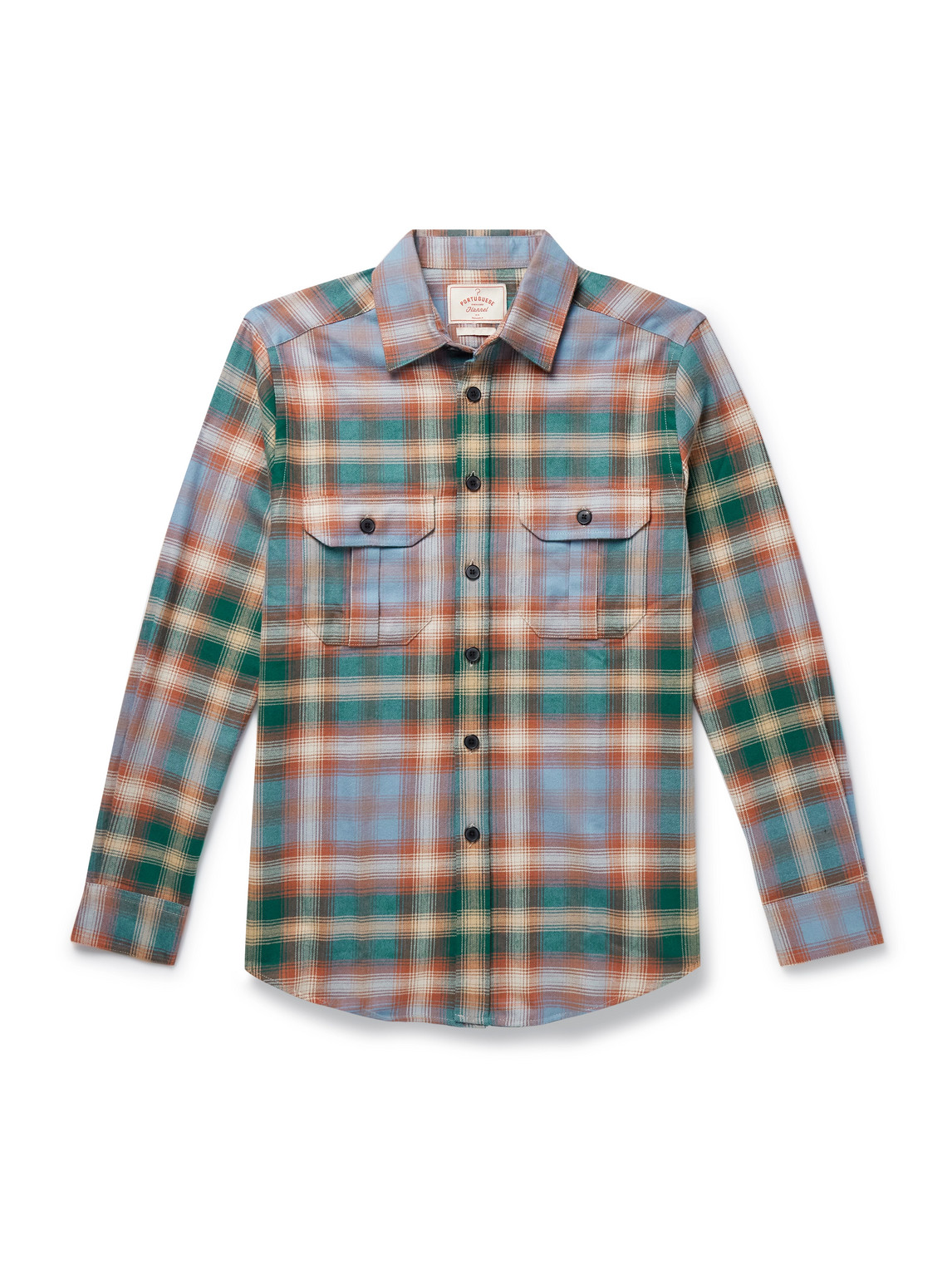 Portuguese Flannel Log Checked Organic Cotton-flannel Shirt In Multi