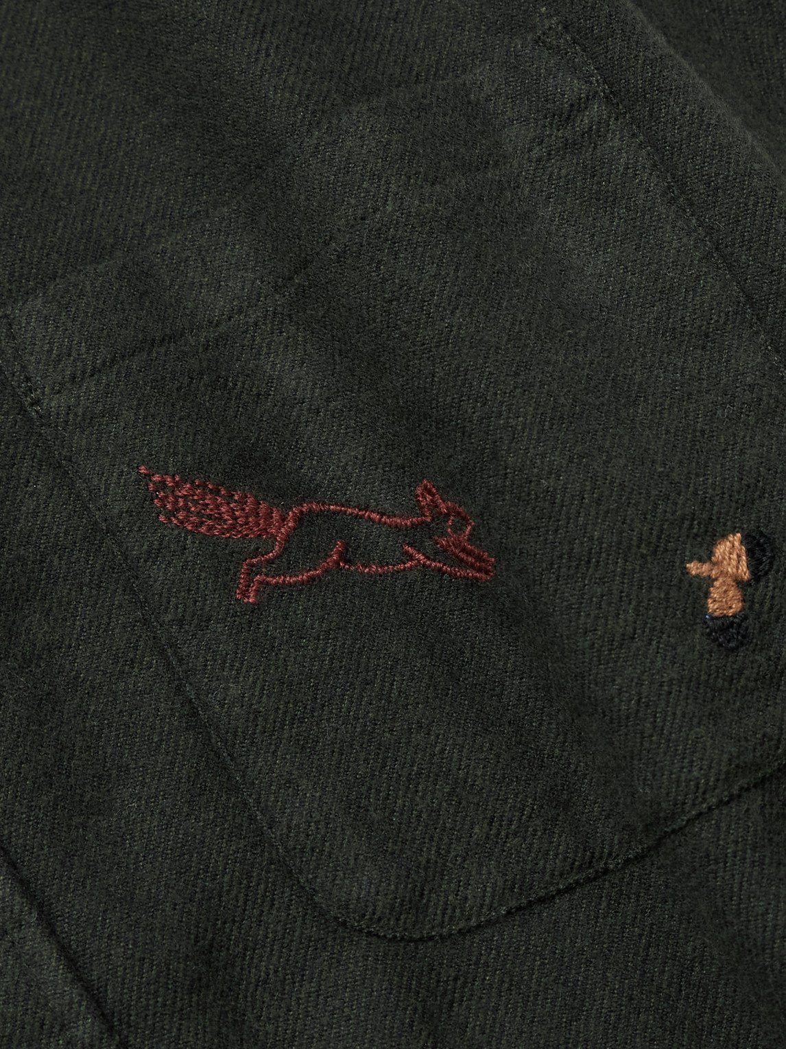 Fall Leaves Embroidered Cotton-Flannel Shirt