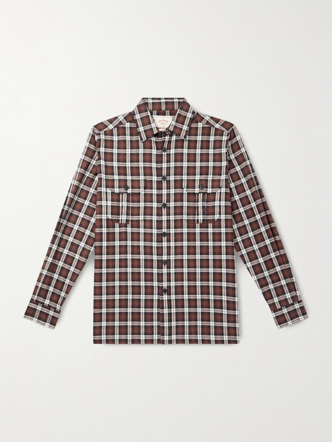 Portuguese Flannel Parker Checked Cotton-flannel Shirt In Brown
