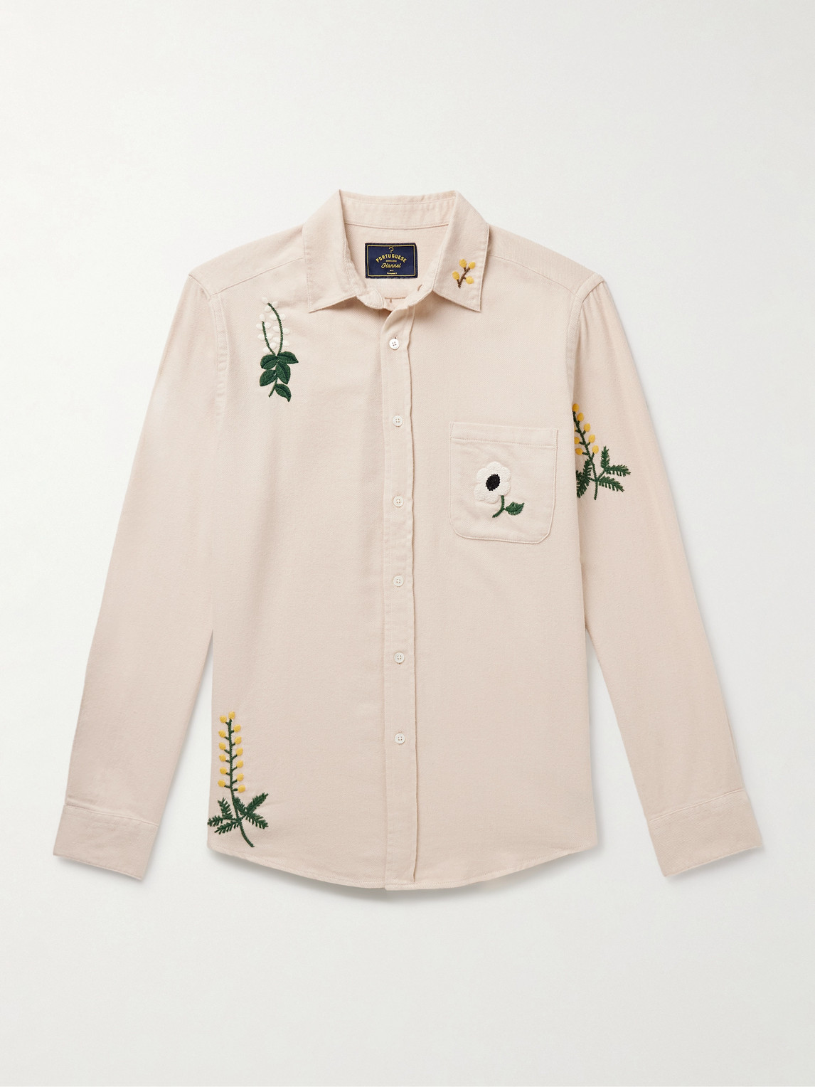 Portuguese Flannel Embroidered Organic Cotton-Flannel Shirt - Men