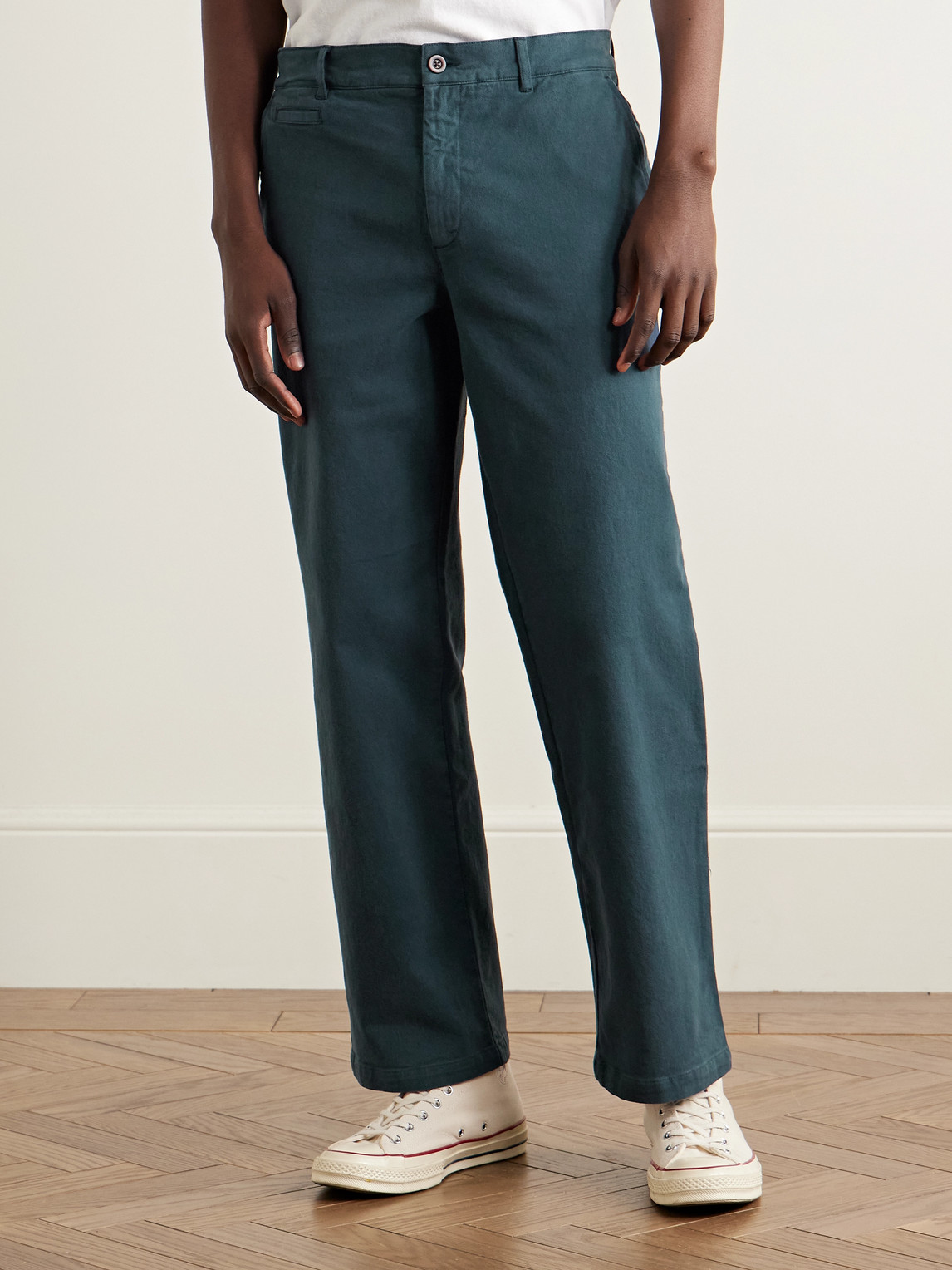Labura Straight-Leg Organic Cotton-Blend Twill Trousers