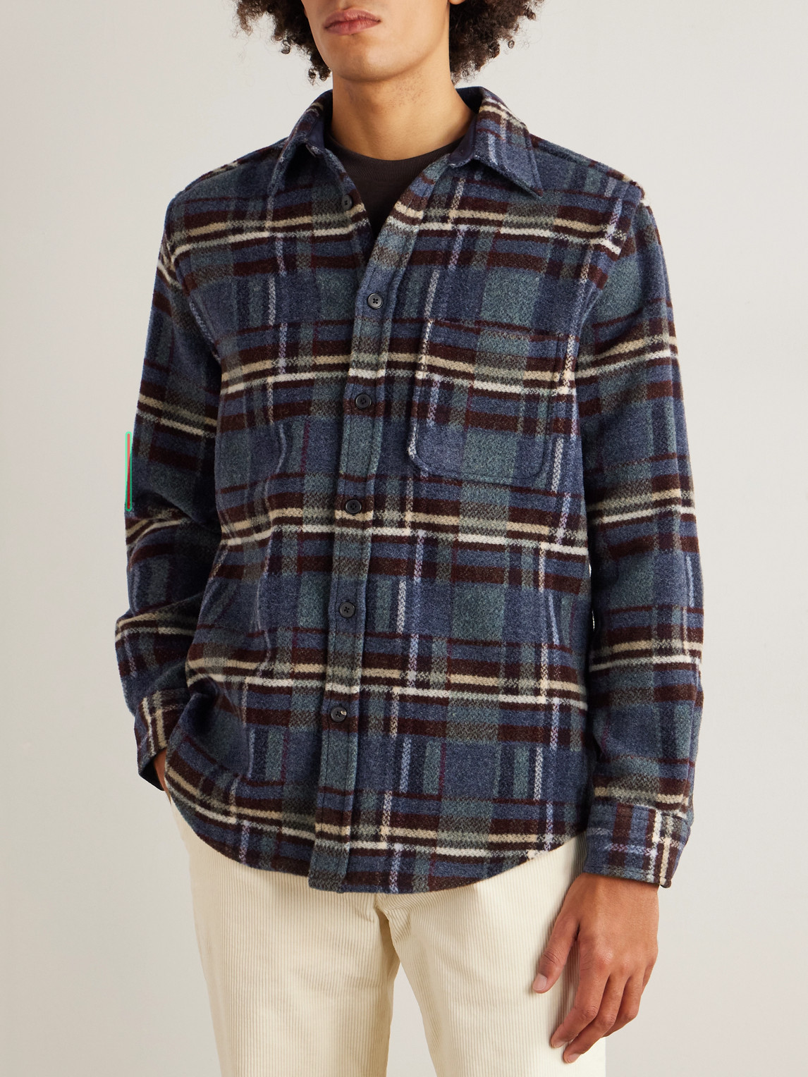 Portuguese Flannel Virgo Ii Checked Merino Wool Overshirt In Multi