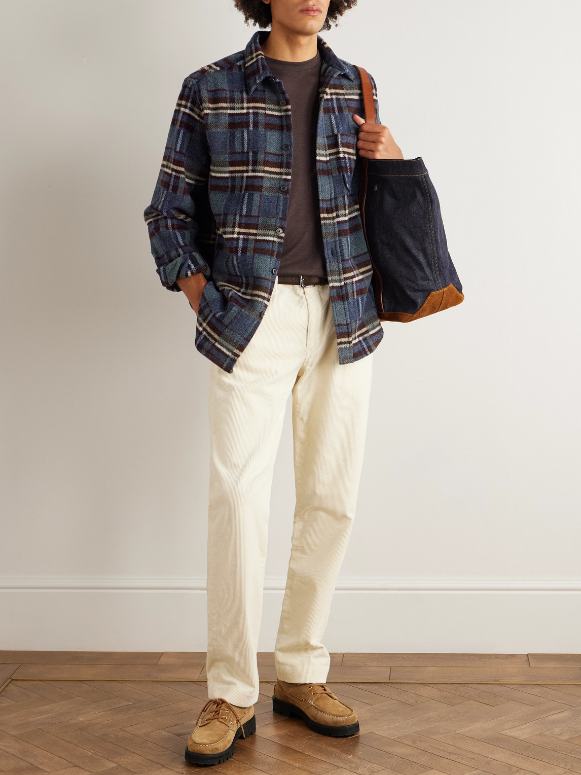 Portuguese Flannel Virgo Ii Checked Merino Wool Overshirt In Multi