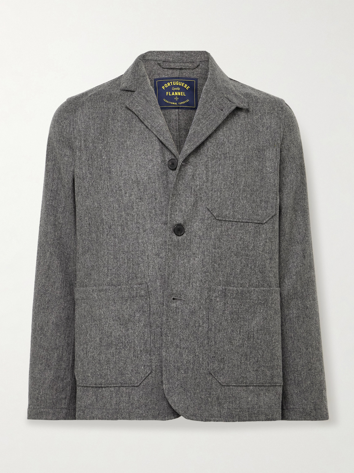 Portuguese Flannel Unstructured Wool Suit Jacket In Gray