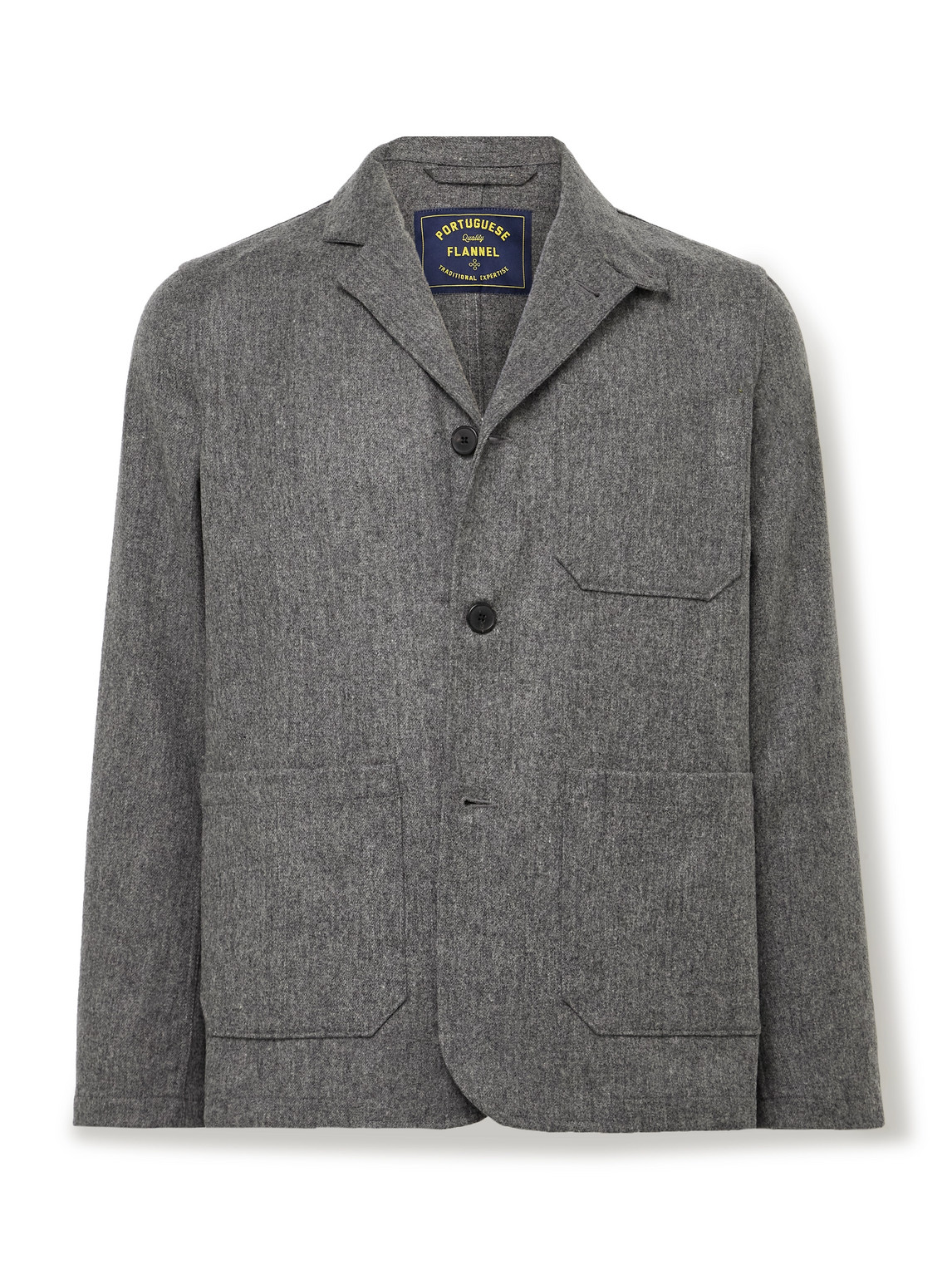 Portuguese Flannel Unstructured Wool Suit Jacket In Gray