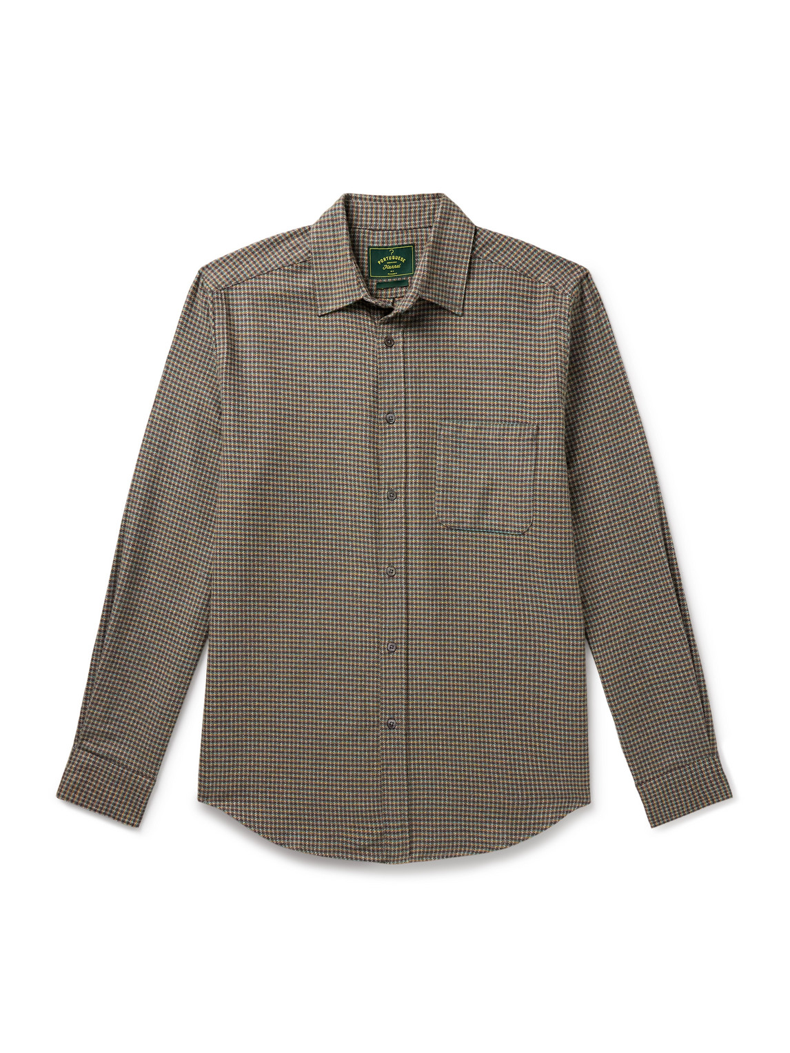 Portuguese Flannel Dylan Puppytooth Cotton-flannel Shirt In Gray