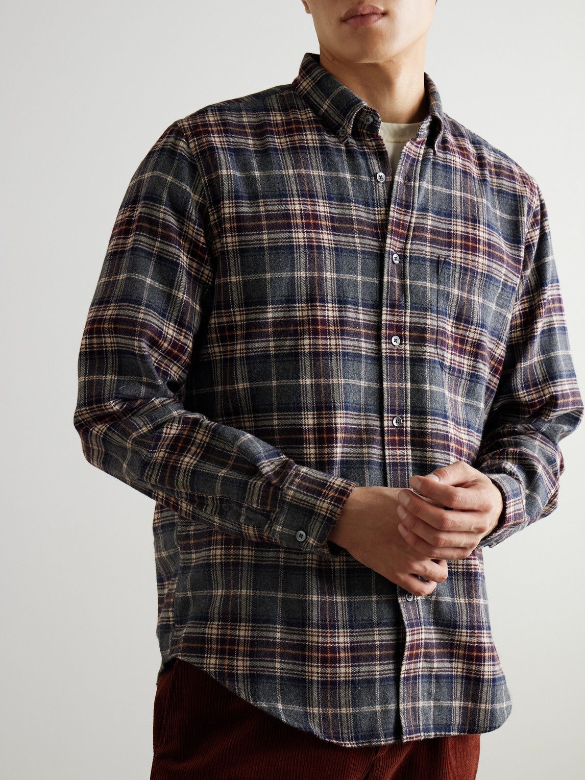 Portuguese Flannel Augusta Button-down Collar Checked Cotton Shirt In Multi
