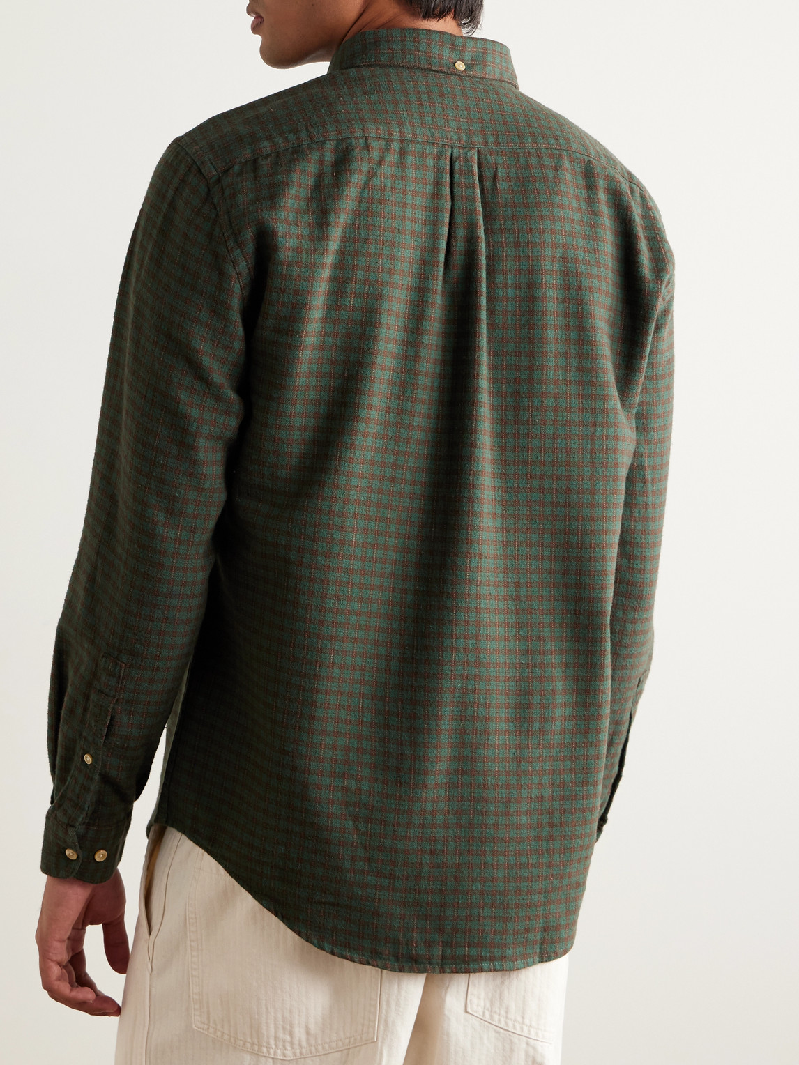 Lago Button-Down Collar Checked Cotton-Flannel Shirt