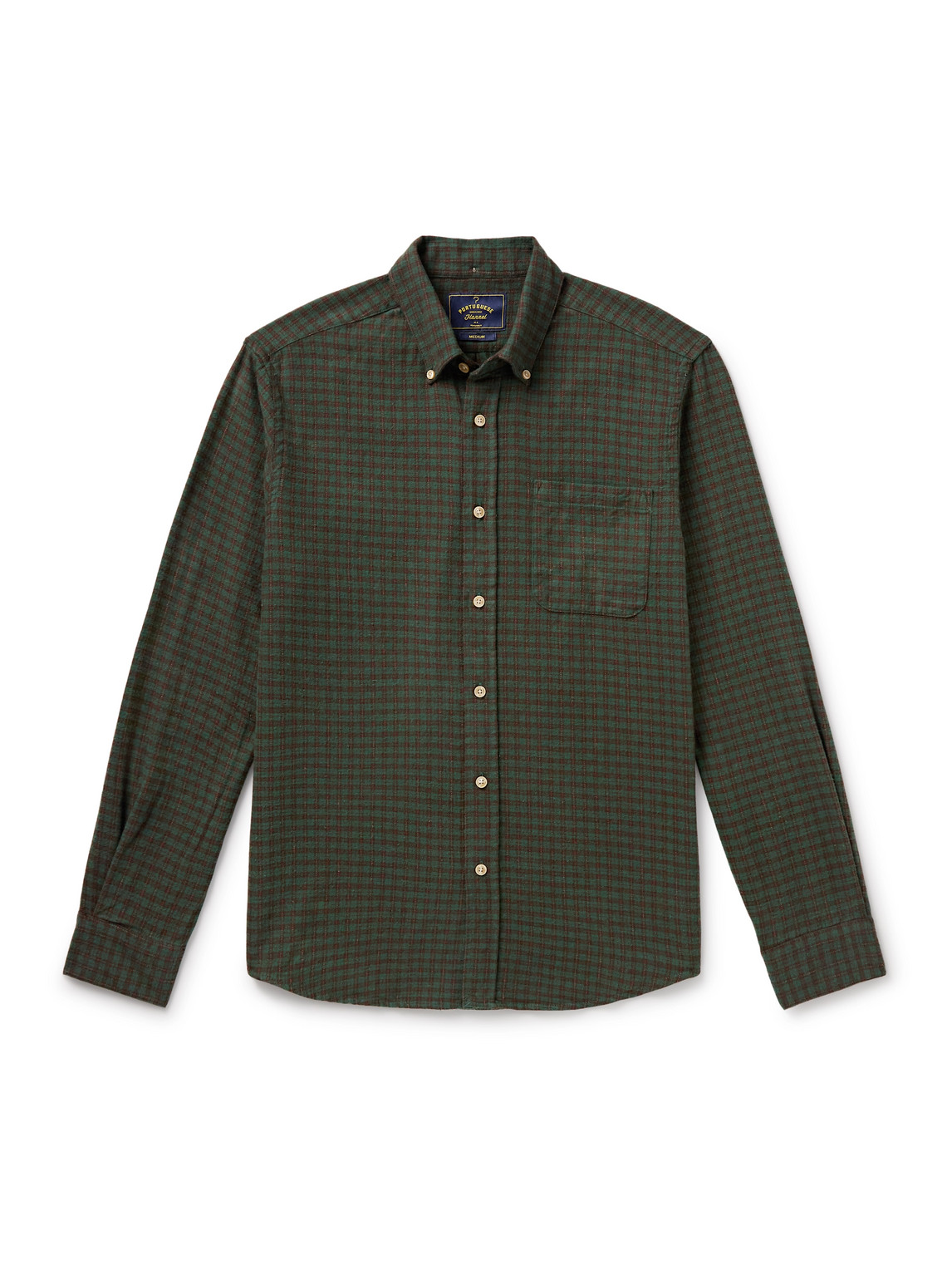 Portuguese Flannel Lago Button-down Collar Checked Cotton-flannel Shirt In Green
