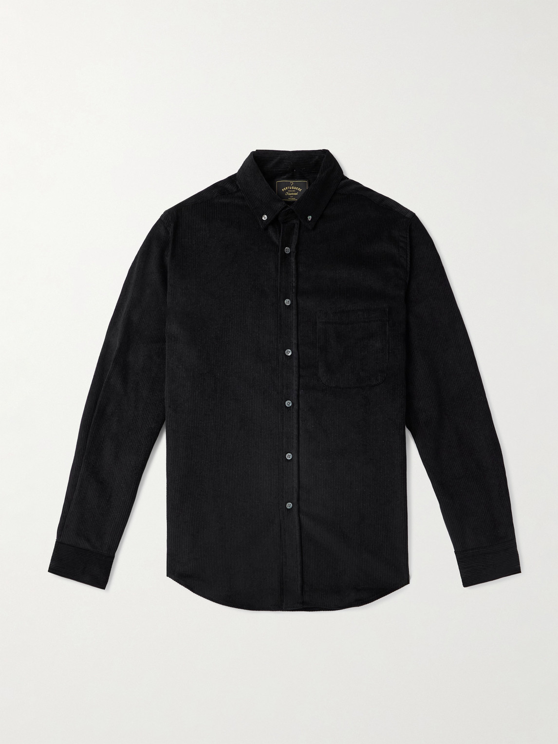 Portuguese Flannel Lobo 2.0 Button-down Collar Cotton-corduroy Shirt In Black