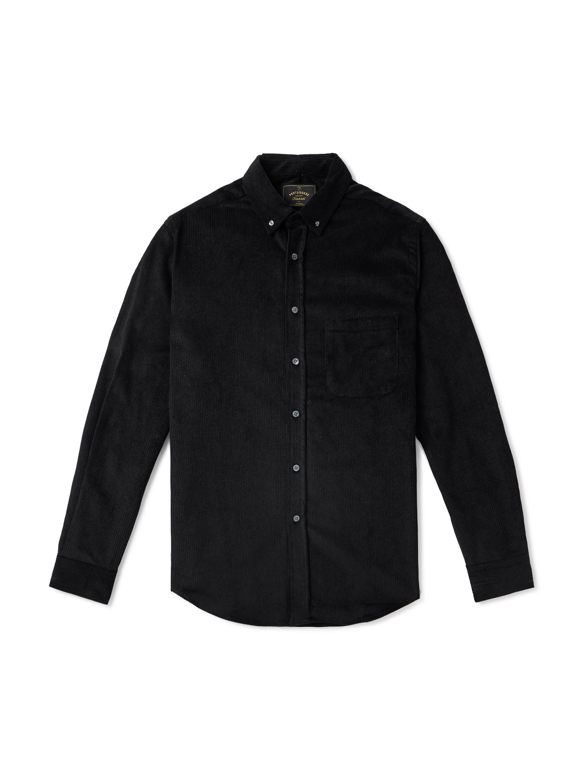 Portuguese Flannel Lobo 2.0 Button-down Collar Cotton-corduroy Shirt In Black