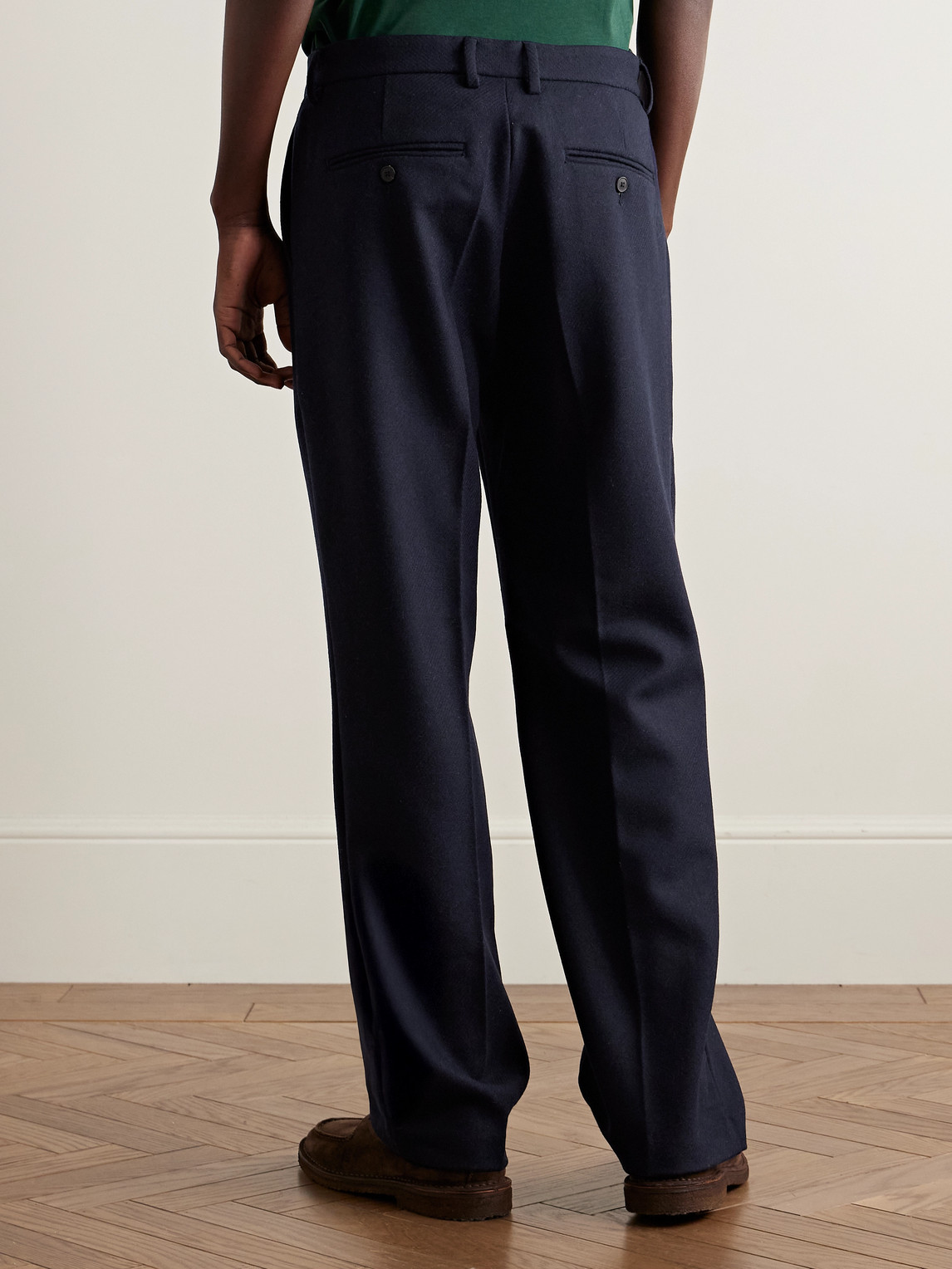  Portuguese Flannel - Pleated Wool Trousers - Men - Blue - S 