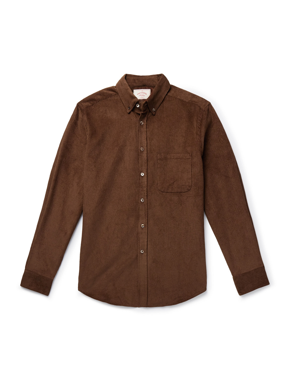 Portuguese Flannel Lobo 2.0 Button-down Collar Cotton-corduroy Shirt In Brown
