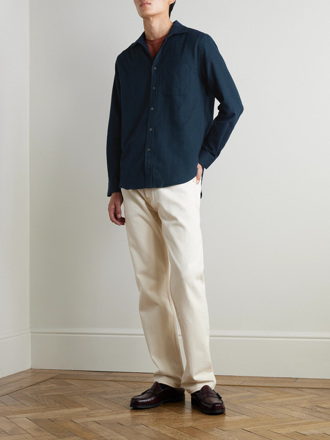 Espiga Herringbone Cotton-Flannel Shirt