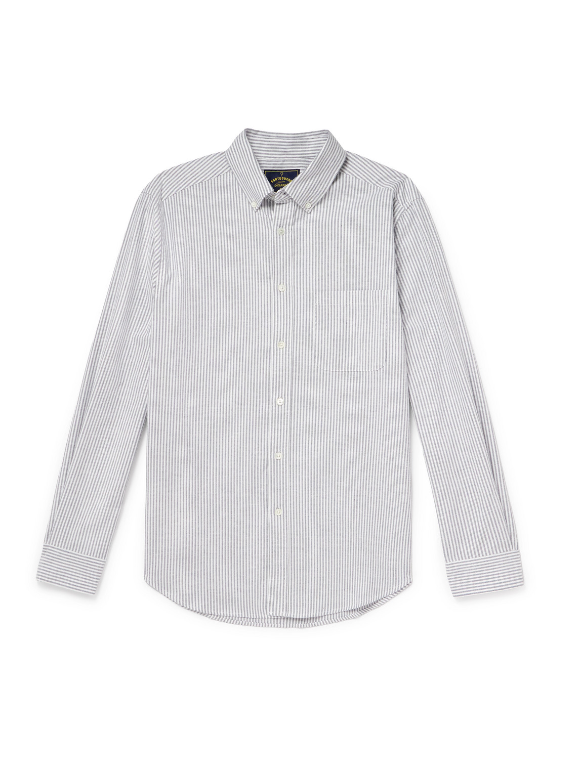 Portuguese Flannel Button-down Collar Striped Brushed-cotton Oxford Shirt In Yellow