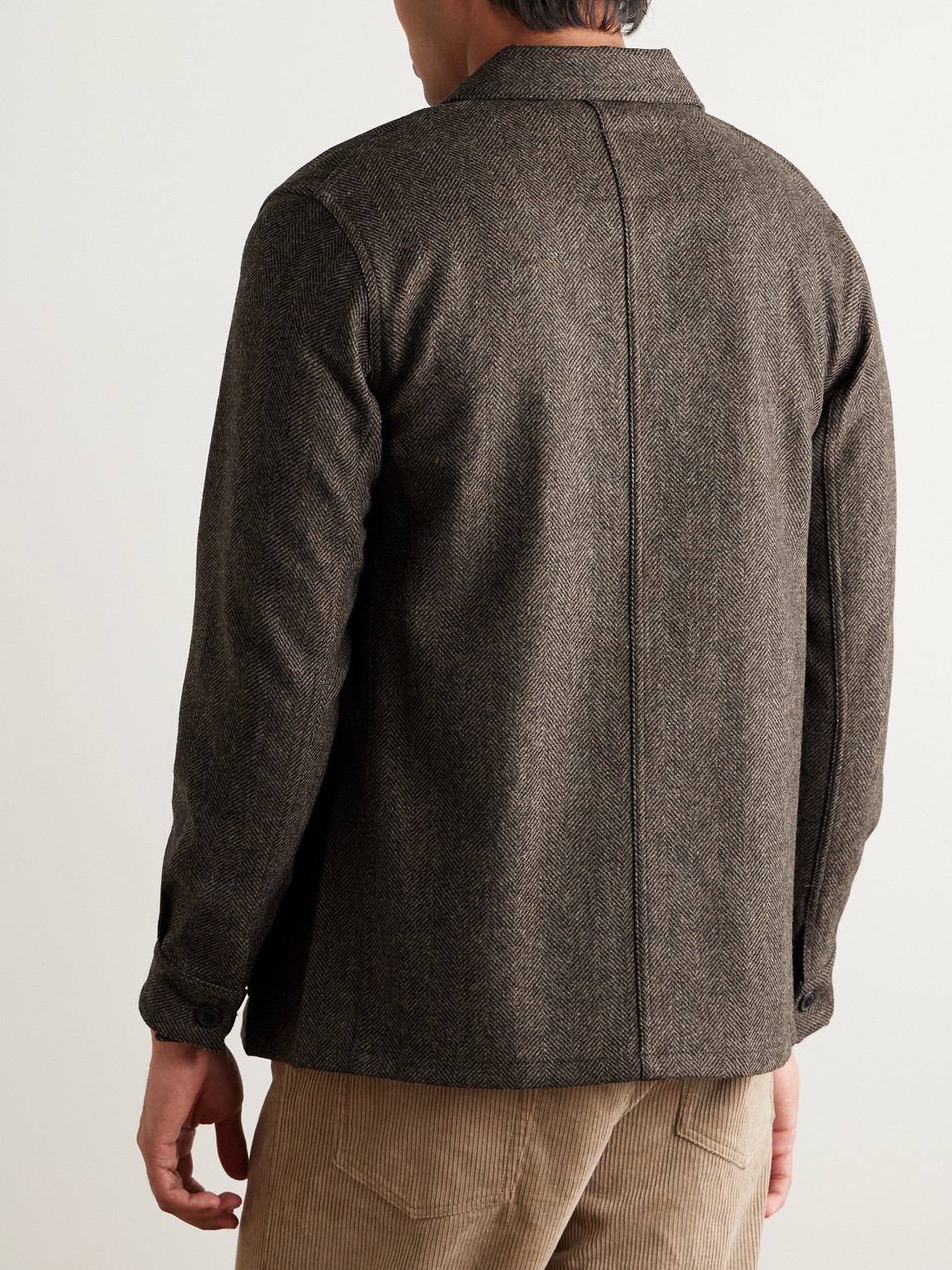  Portuguese Flannel - Labura Herringbone Virgin Wool Jacket - Men - Brown - M 