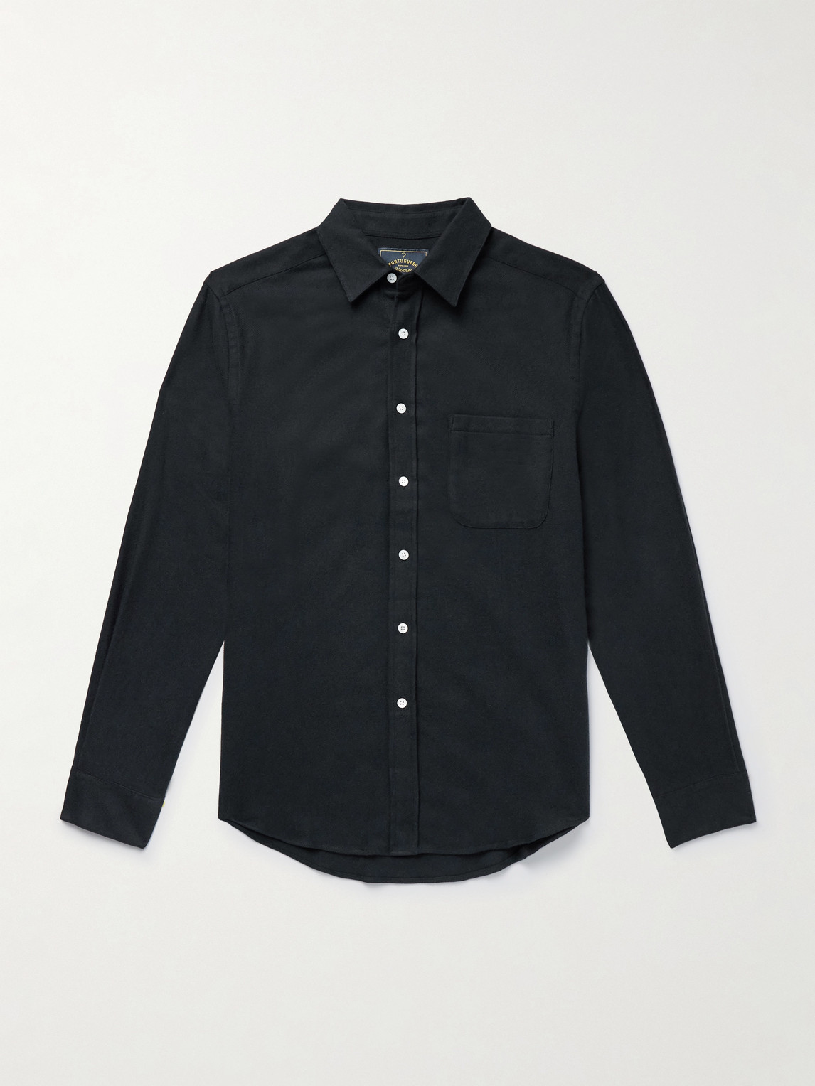Portuguese Flannel Teca Brushed Cotton-twill Shirt In Black