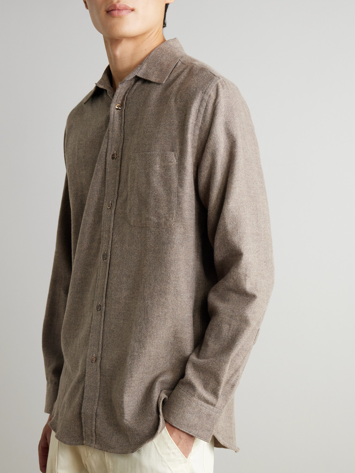 Espiga Herringbone Cotton-Flannel Shirt