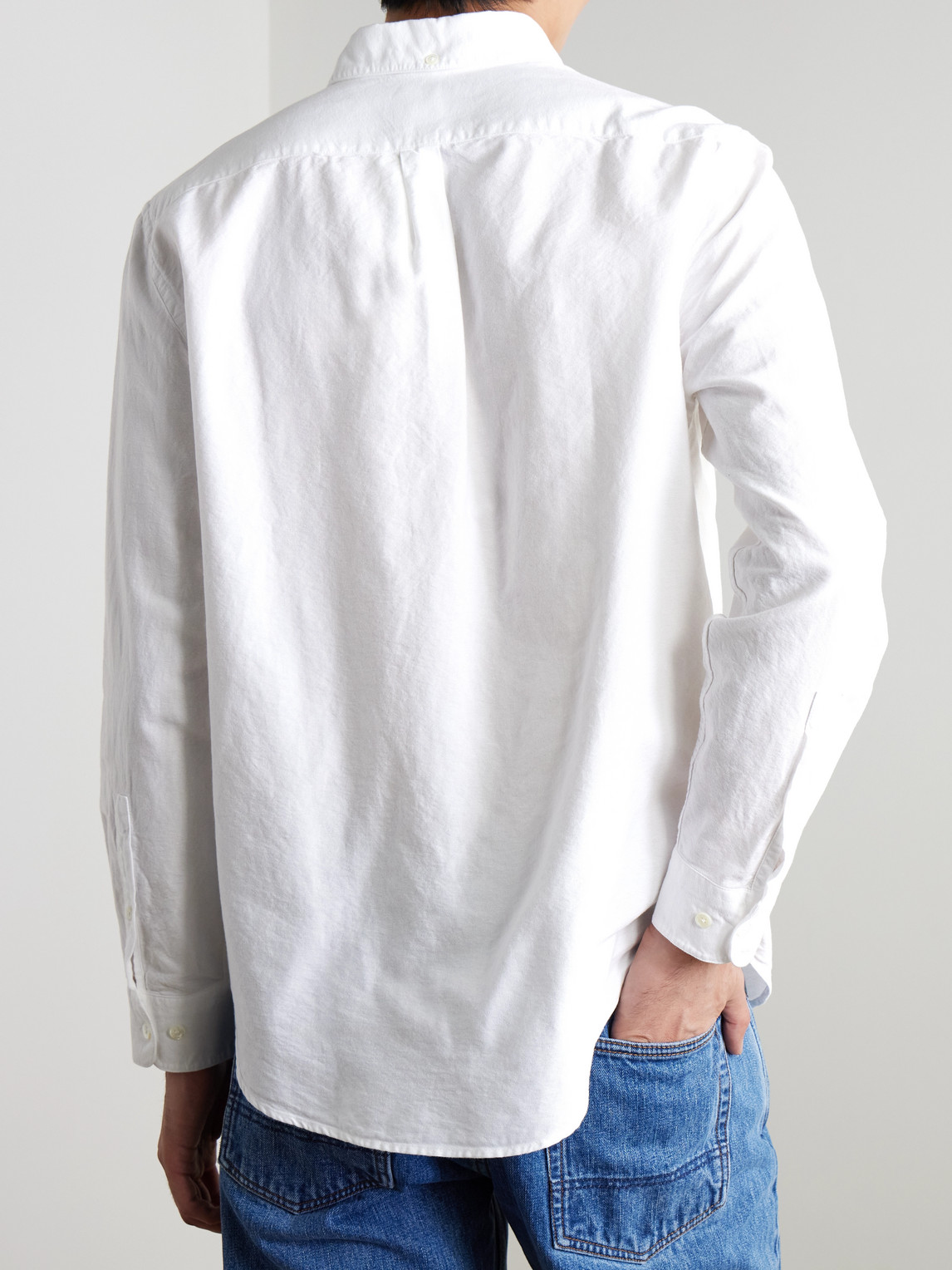 Portuguese Flannel Belavista Button-down Collar Cotton Shirt In White