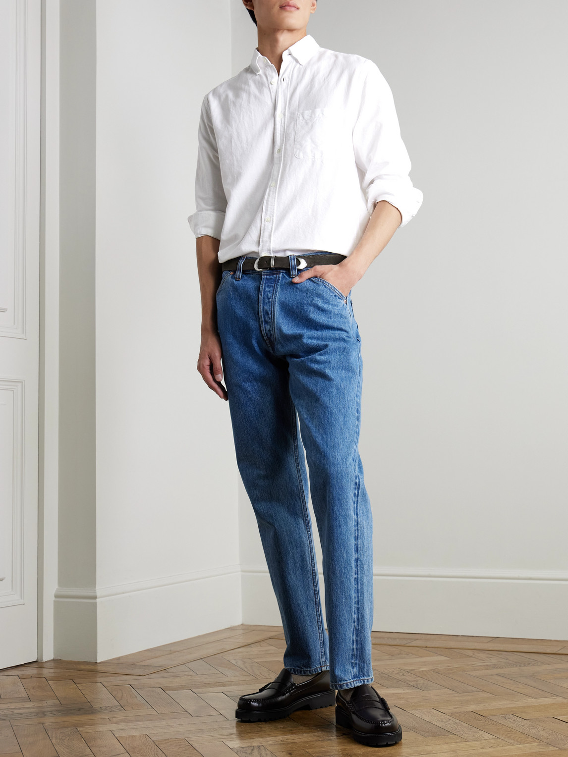 Portuguese Flannel Belavista Button-down Collar Cotton Shirt In White