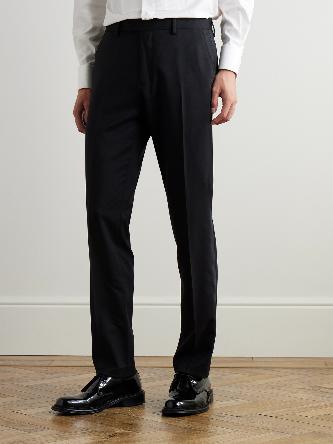 Mr P. - Slim-Fit Satin-Trimmed Wool Tuxedo Trousers