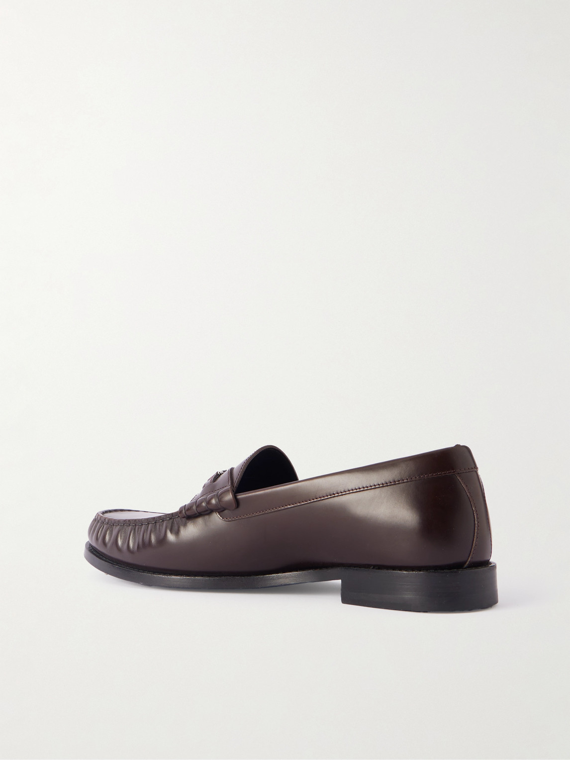 Celine Logo-embellished Polished-leather Penny Loafers In Brown